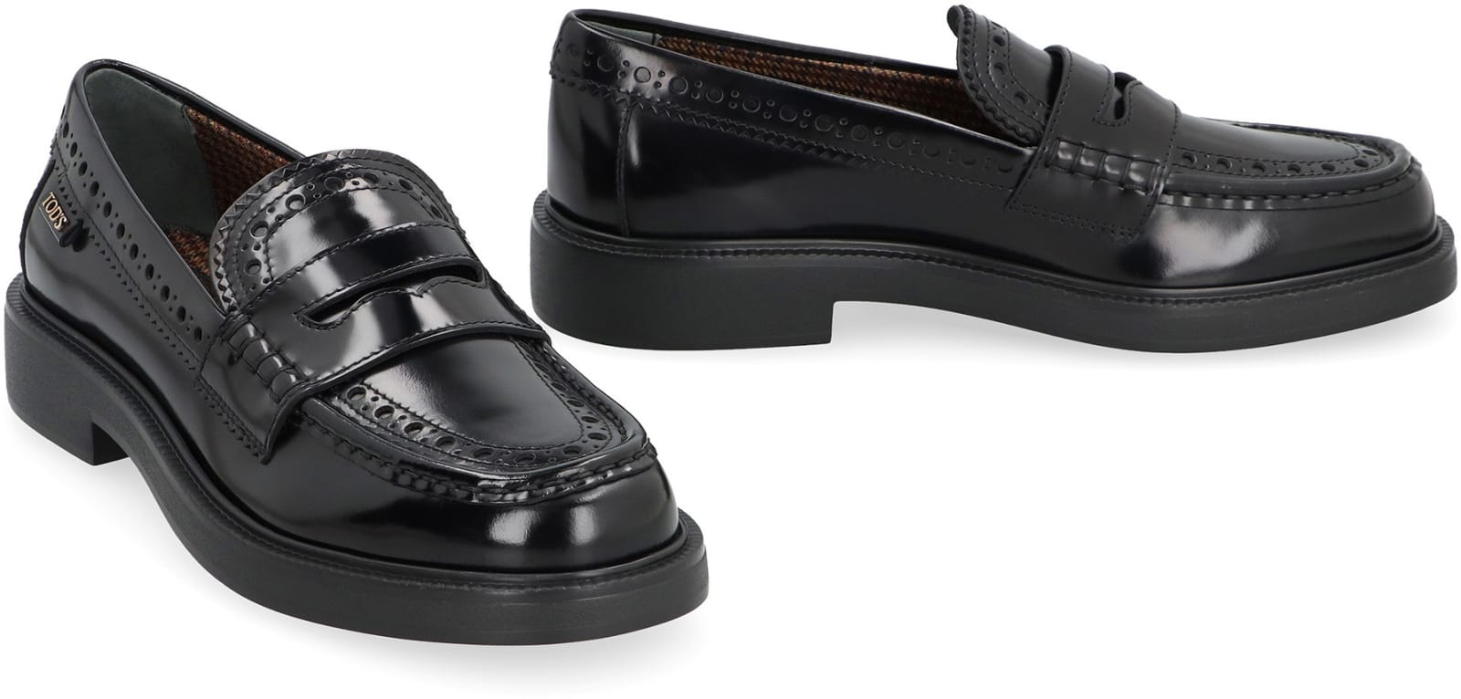 Shop Tod's Perforated Loafers In B999