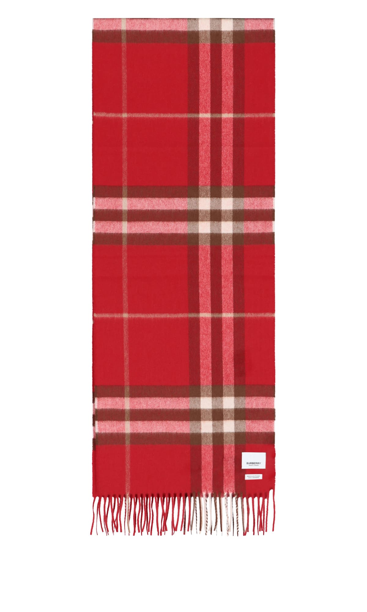 Shop Burberry Cashmere Scarf Tartan Pattern In Red