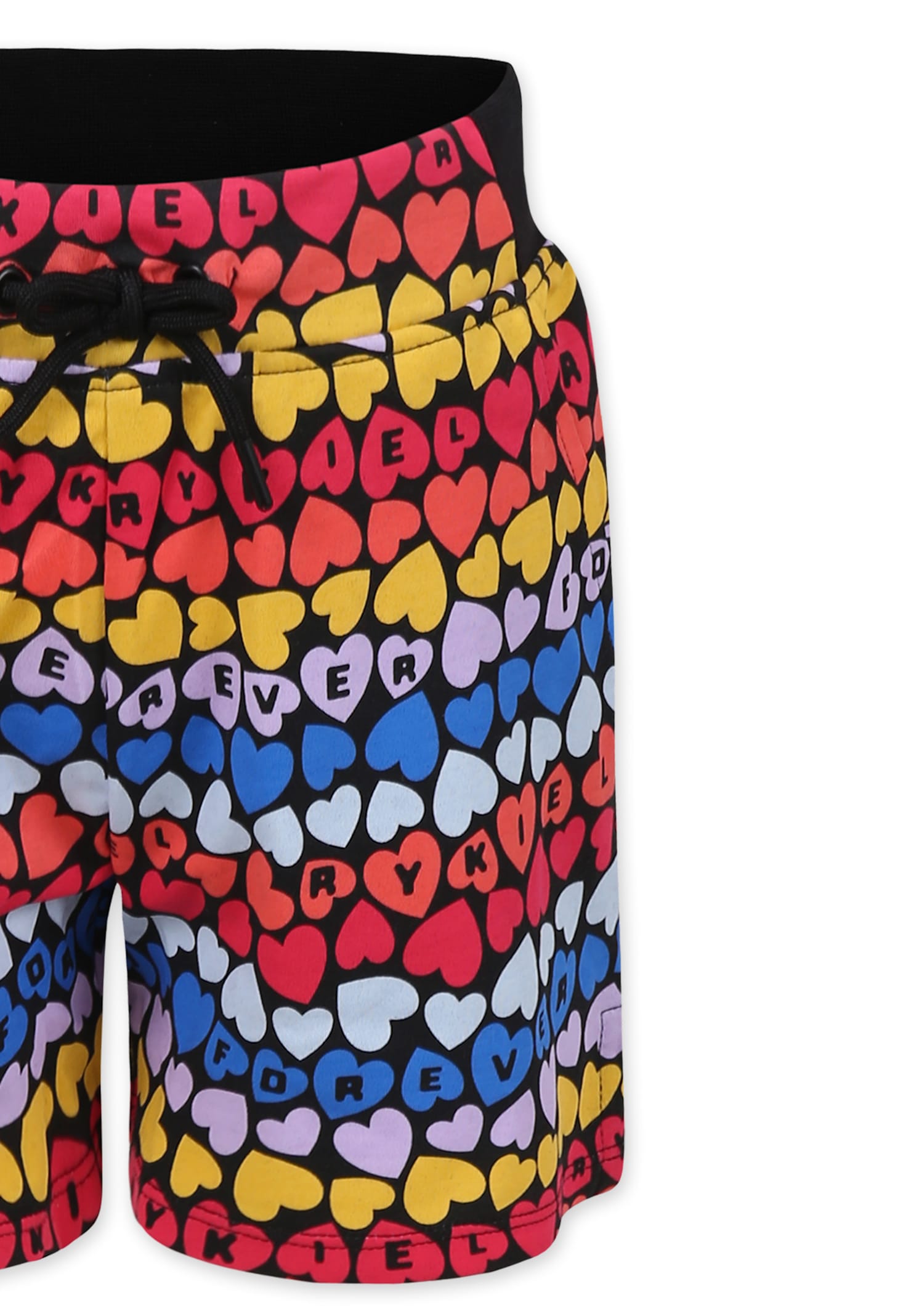 Rykiel Enfant Multicolor Shorts For Girl With Hearts In Multicolor