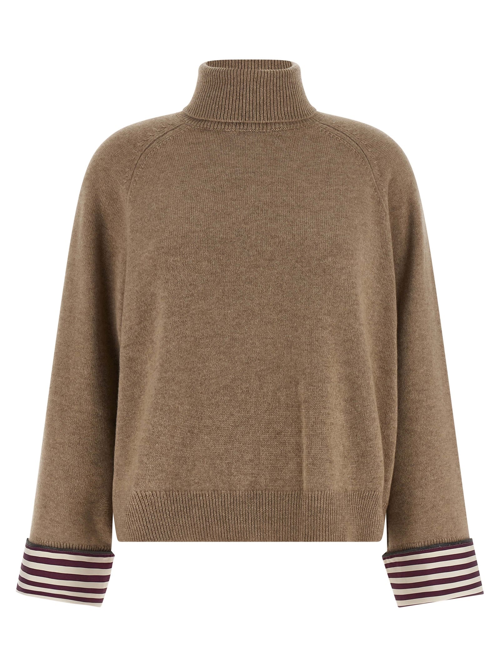 Brunello Cucinelli Shiny Shirt Details Sweaters And Cardigans Brown In Brown