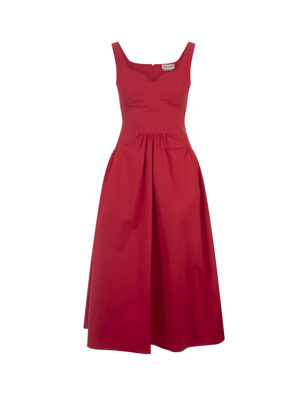 Midi Dress With Heart-shape Neckline In Lust Red