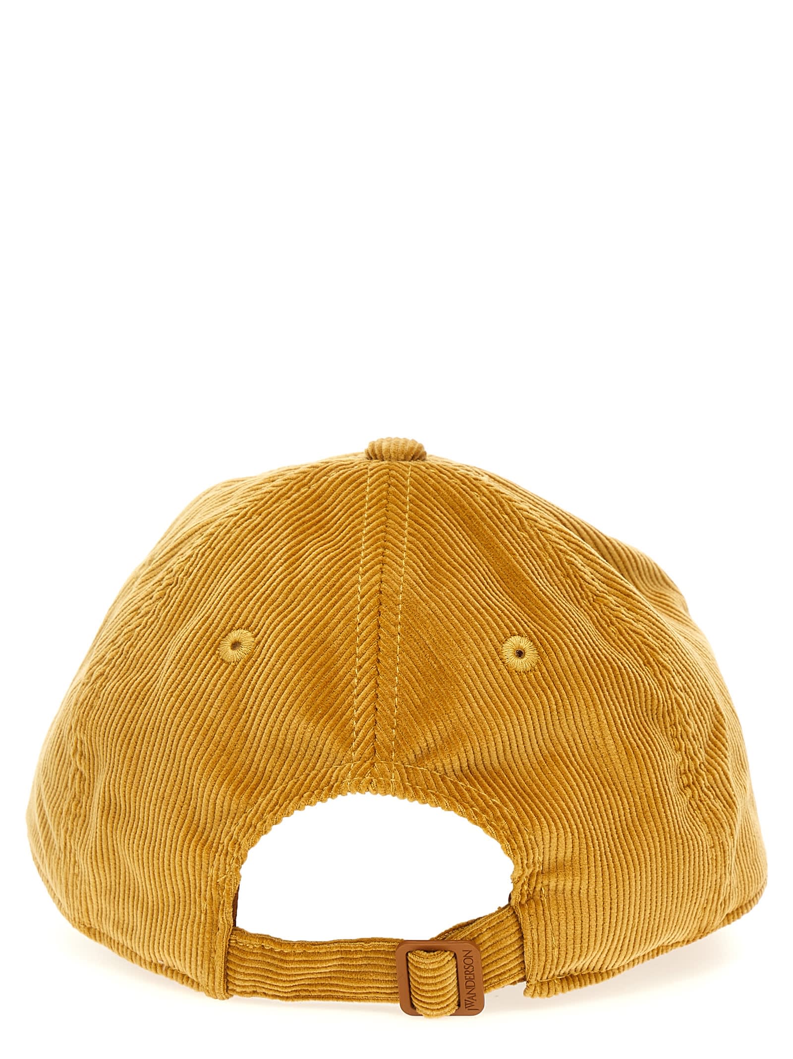 Shop Jw Anderson Logo Embroidery Velvet Cap In Ocher