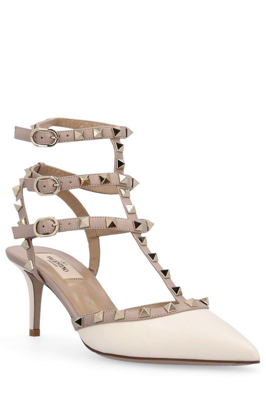 Shop Valentino Garavani Rockstud Slingback Pumps In White