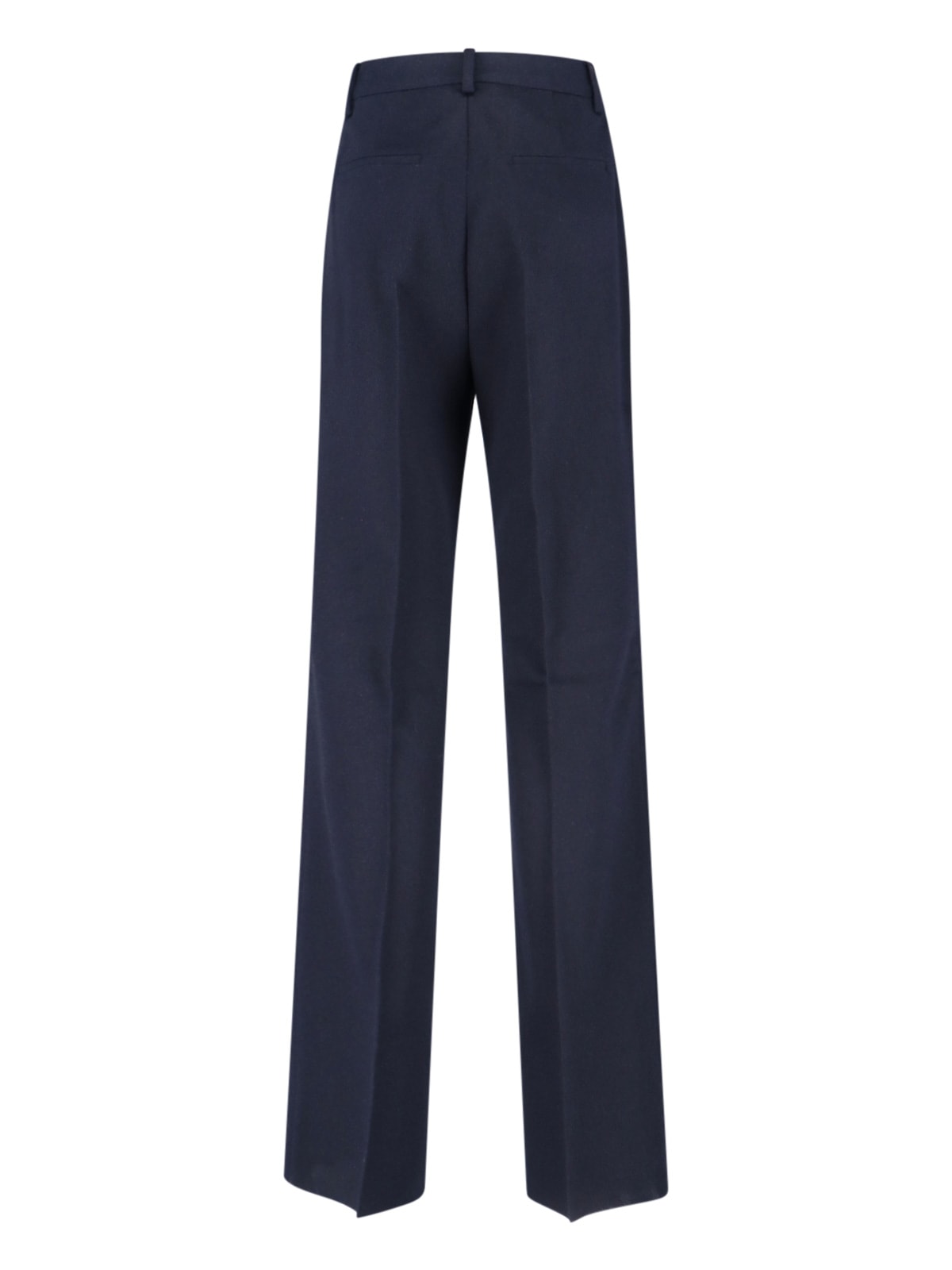 Max Mara Straight Trousers With Pleats And Pockets In Blue