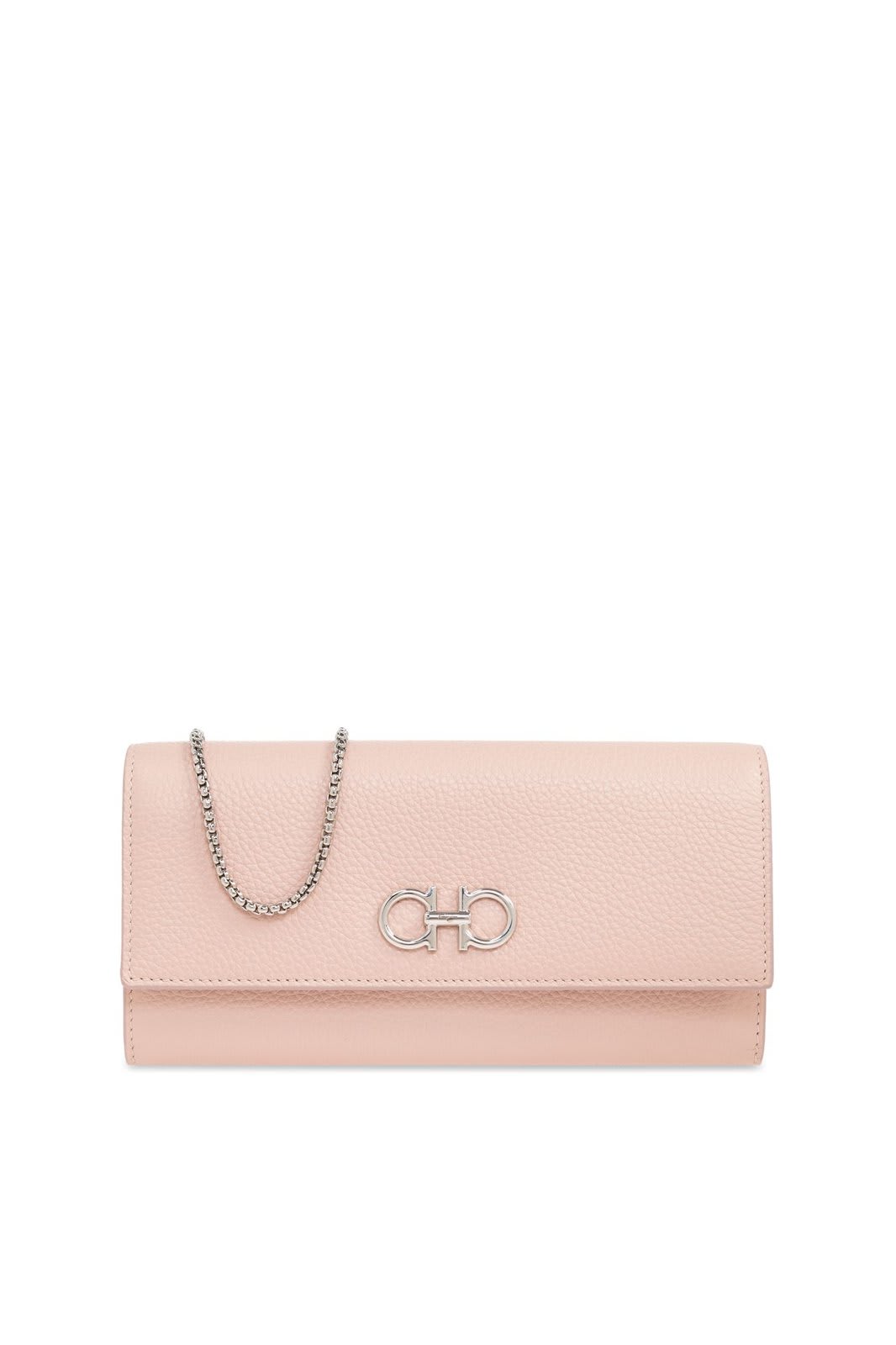 Ferragamo Gancini Chain-linked Wallet In Pink