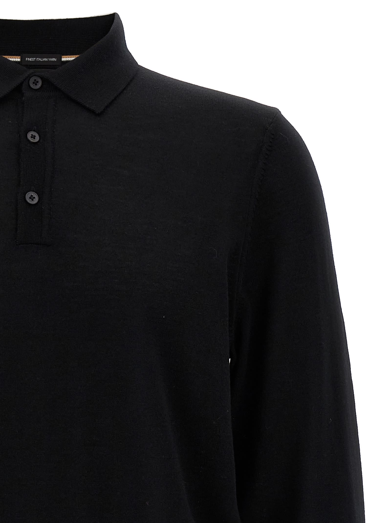 Hugo Boss Ulex Longsleeved Polo Shirt In Black