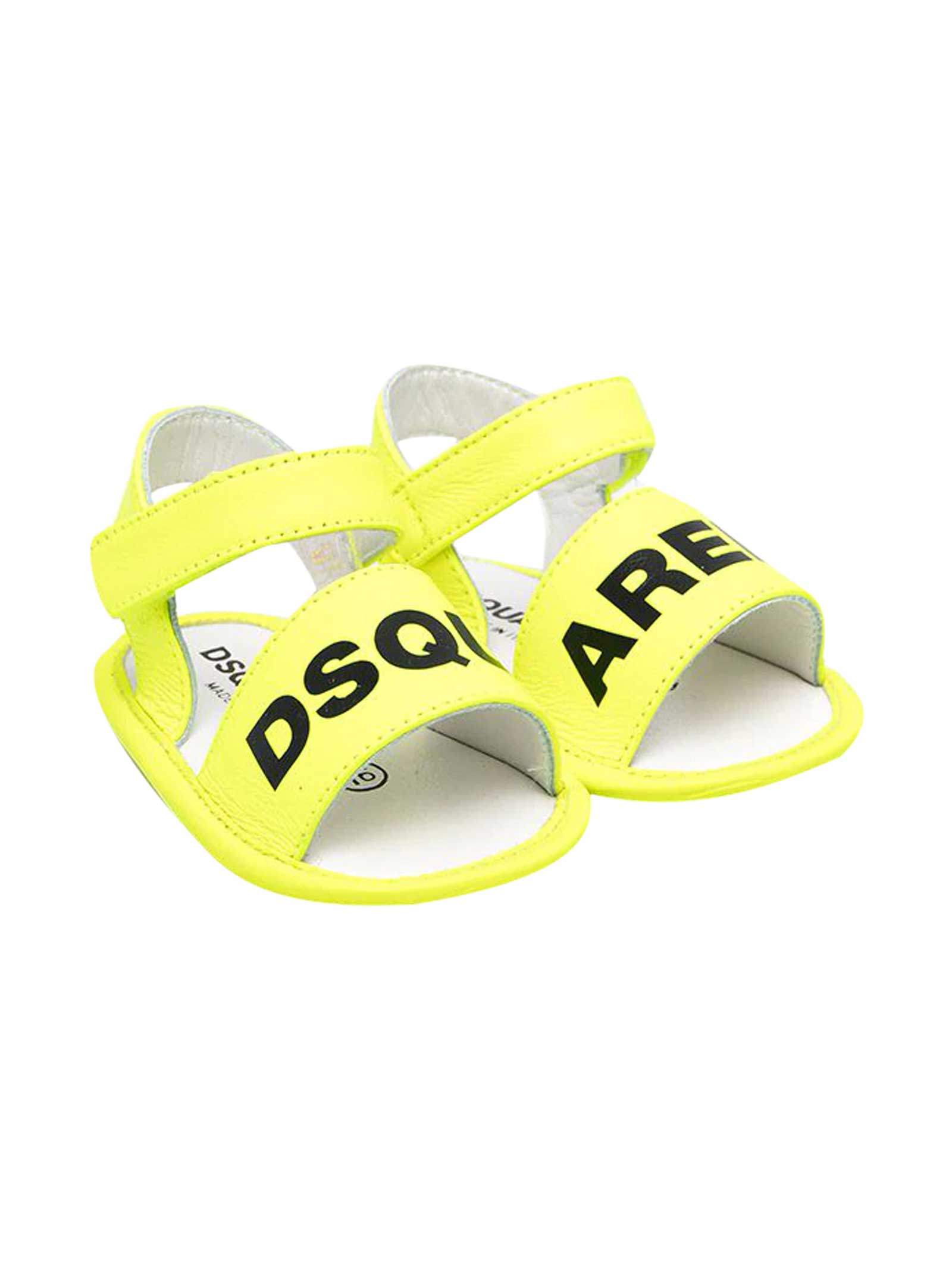 Dsquared2 Yellow Sandals With Black Logo Dsquared Kids