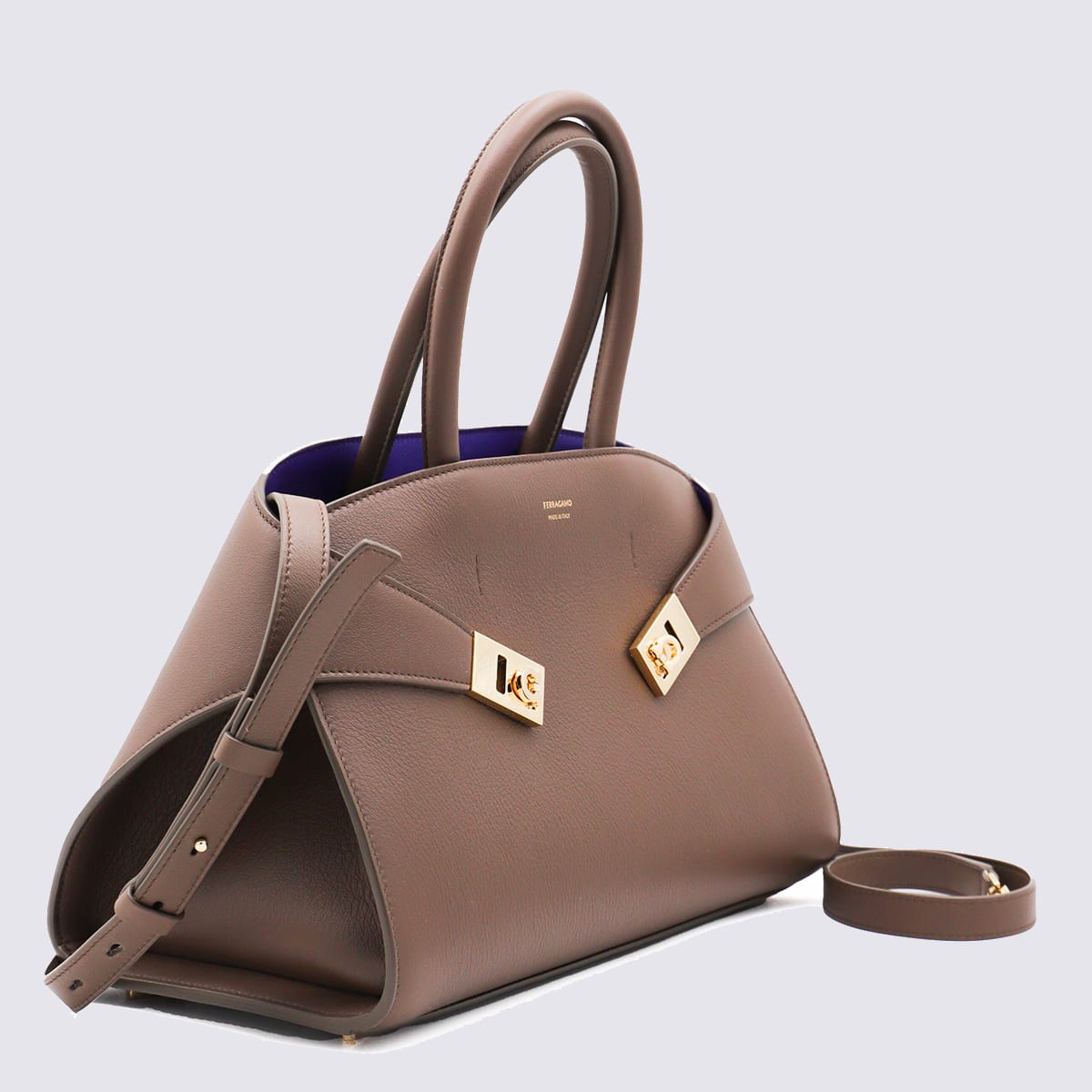 Ferragamo Structured Top Handle Shoulder Bag In Multi