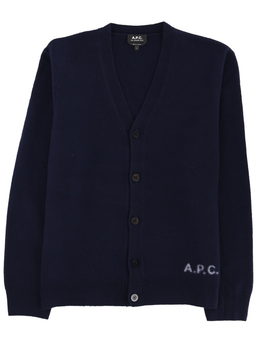 A. P.C. Navy Blue Wool Cardigan