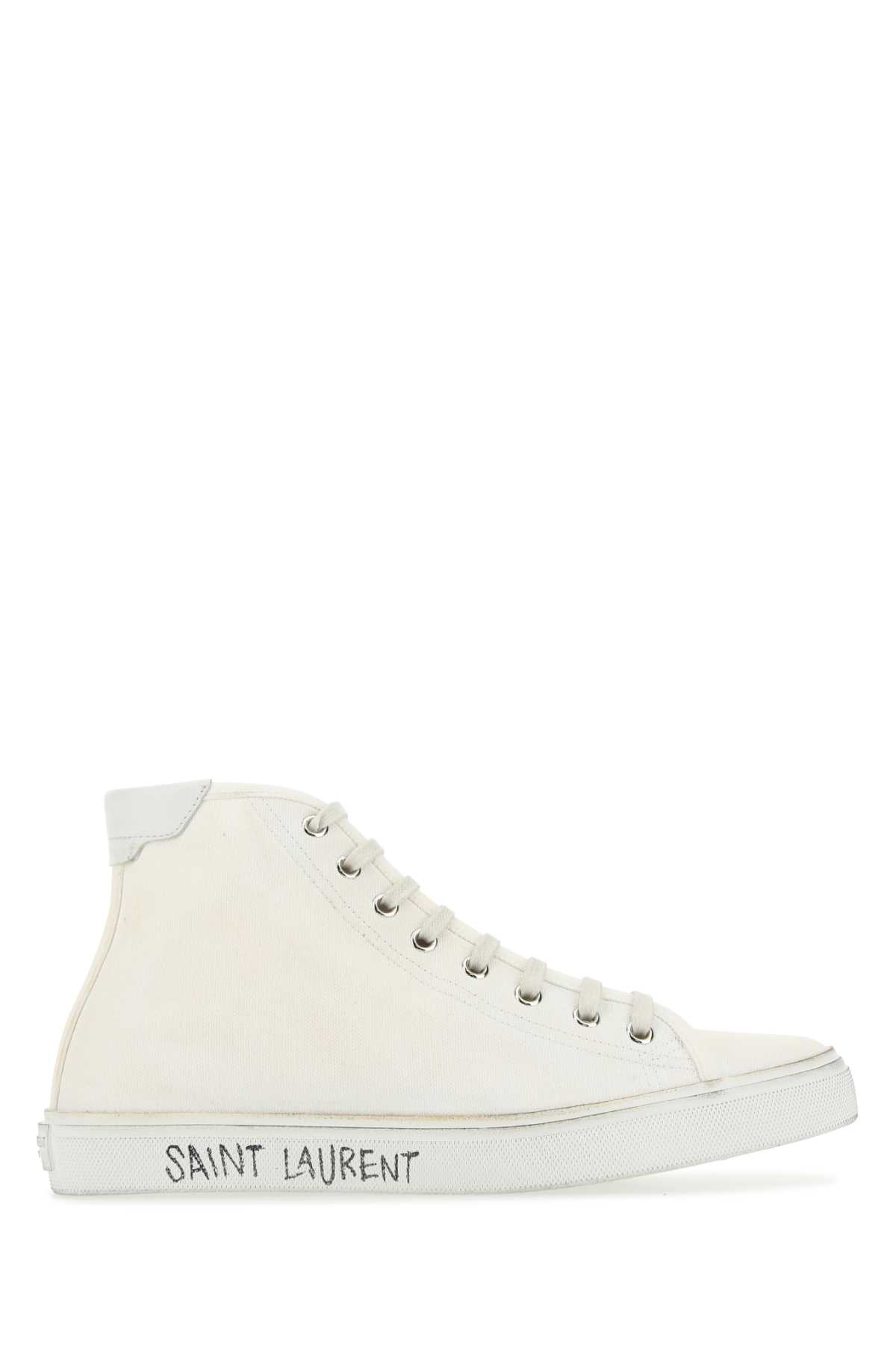 Shop Saint Laurent White Canvas Malibã¹ Sneakers In 9030