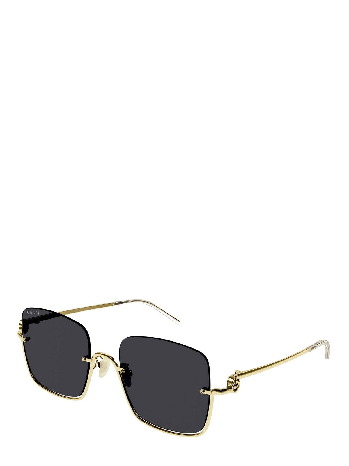 Shop Gucci Square Frame Sunglasses Sunglasses In 001 Gold Gold Grey