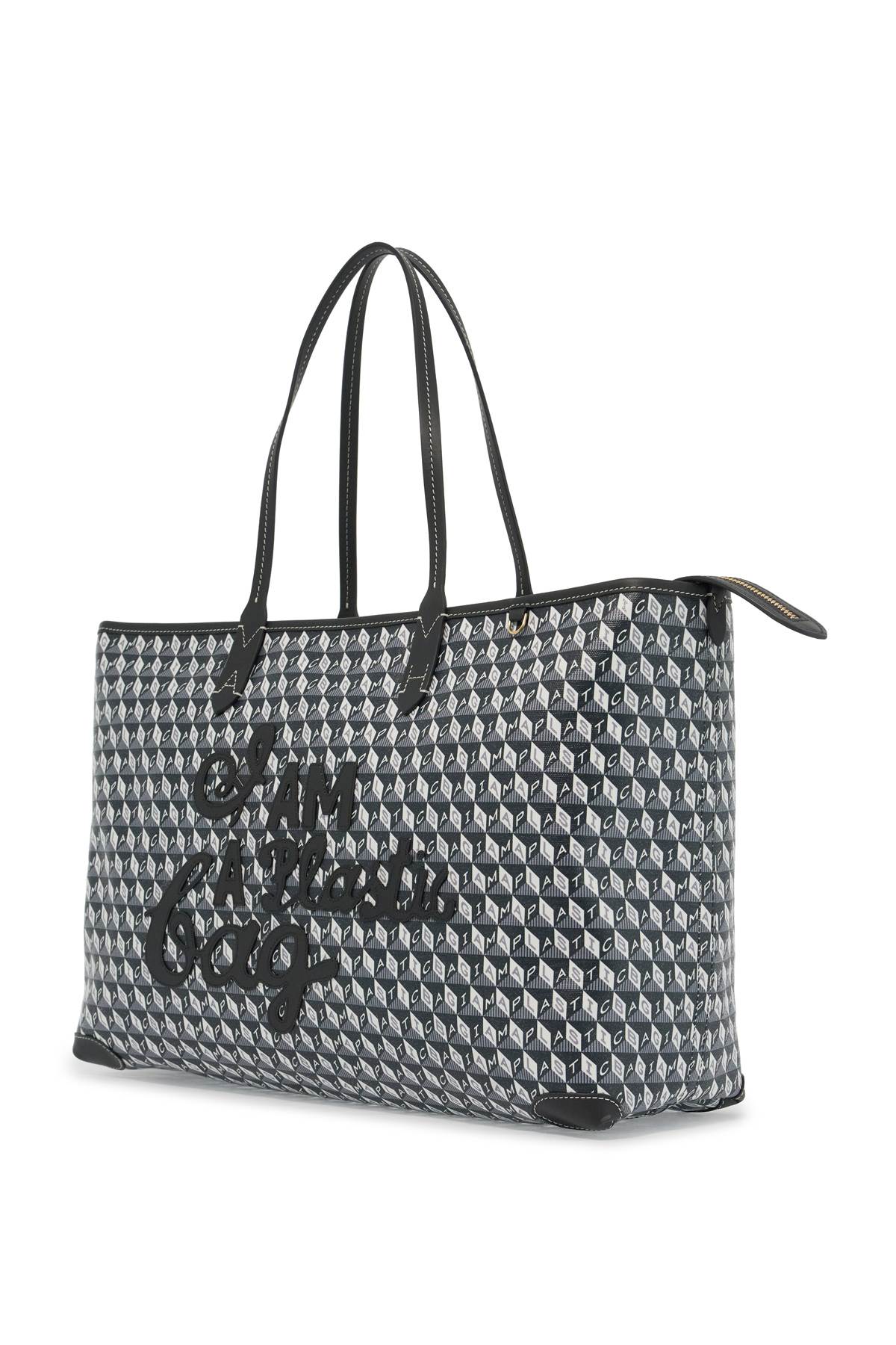 Shop Anya Hindmarch I Am A Plastic Bag Zipped Motif Tote Bag In Charcoal (grey)