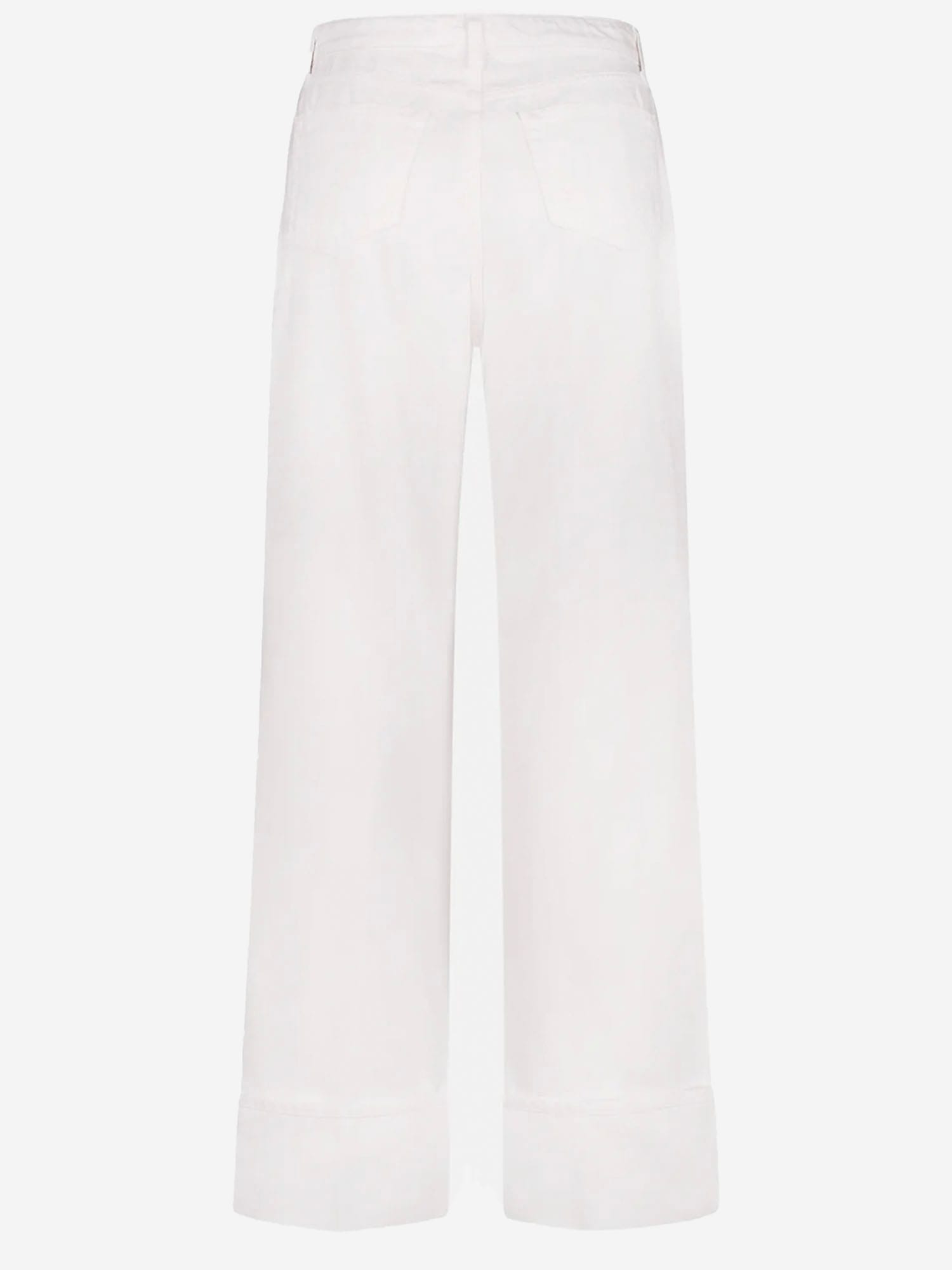 L Agence Miley Ultra High Rise Wide Leg Cuff Jeans In Blanc