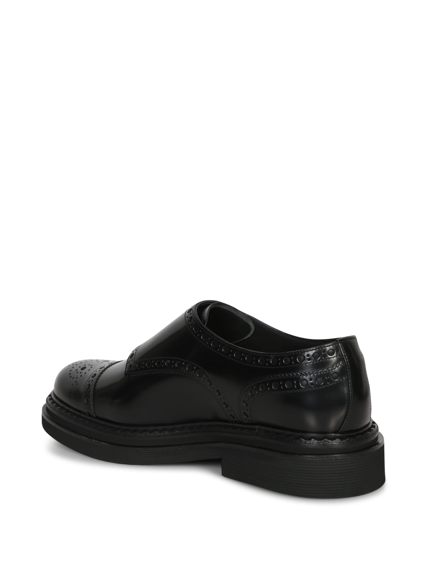 Shop Dolce & Gabbana Black Leather Monk-strap Shoes