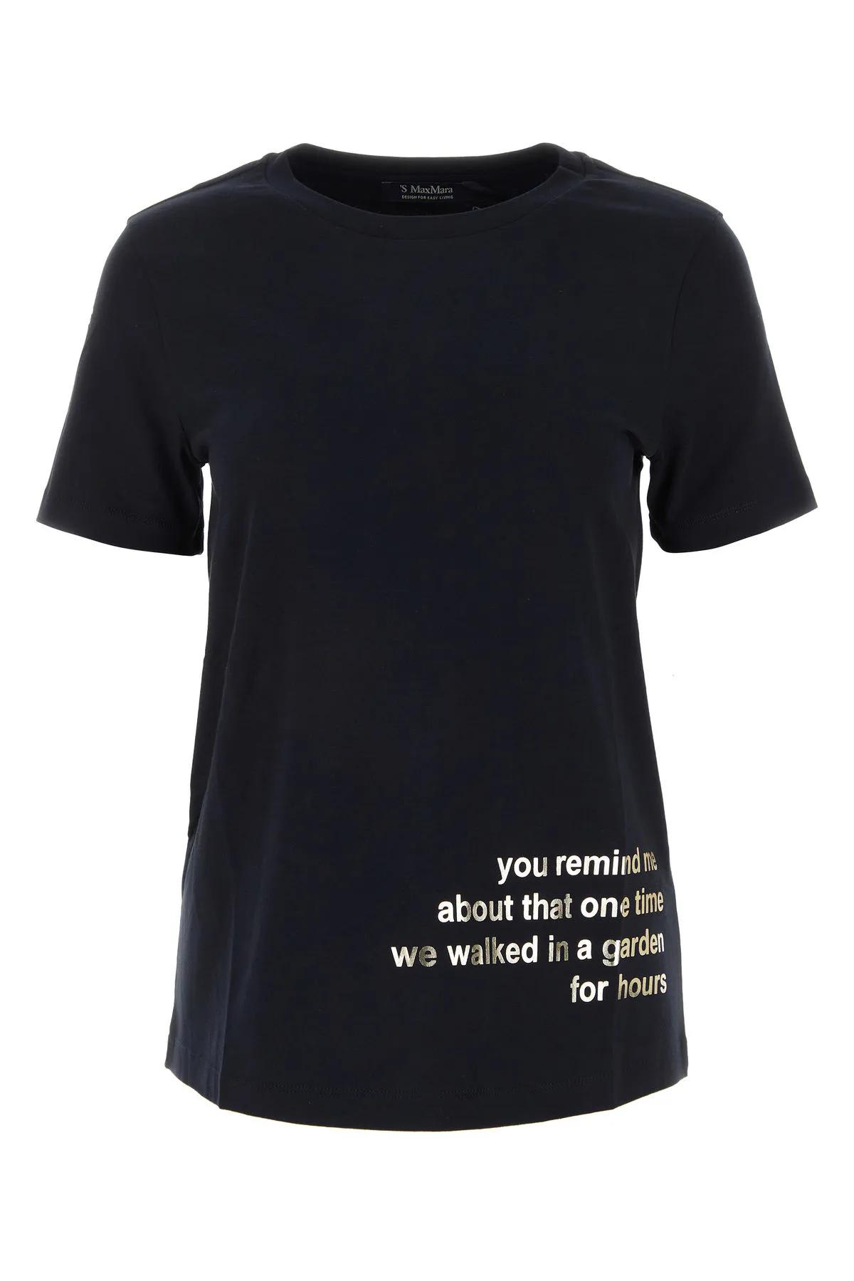 Shop 's Max Mara Black Cotton Aris T-shirt In Navy Blue