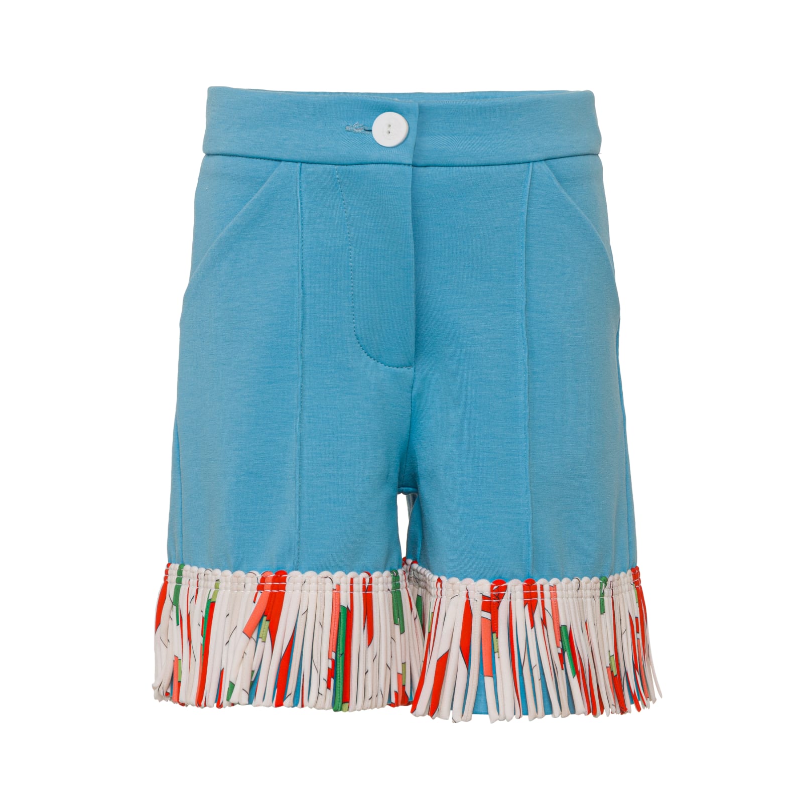 Emilio Pucci Kids' Fringed Shorts In Light Blue