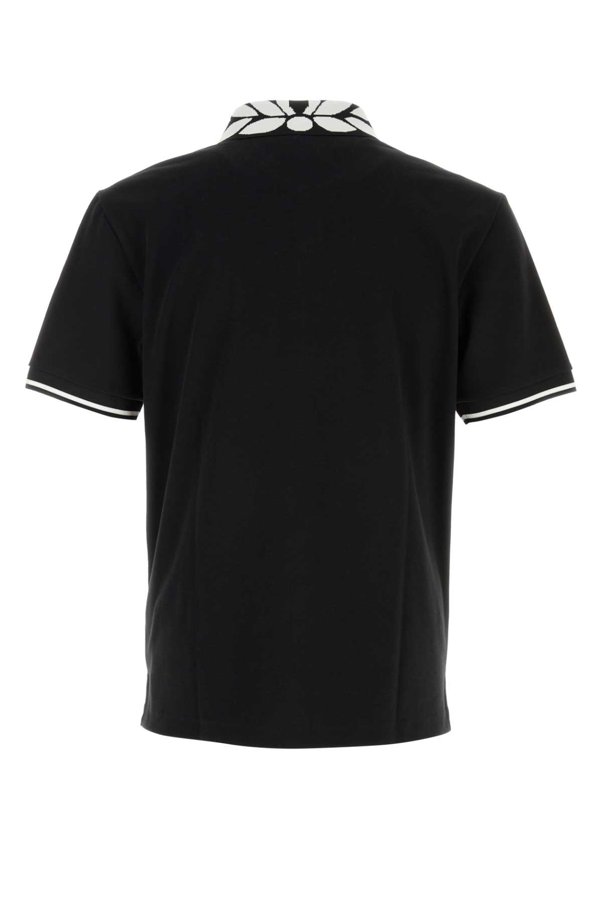 Shop Mcm Black Stretch Piquet Polo Shirt