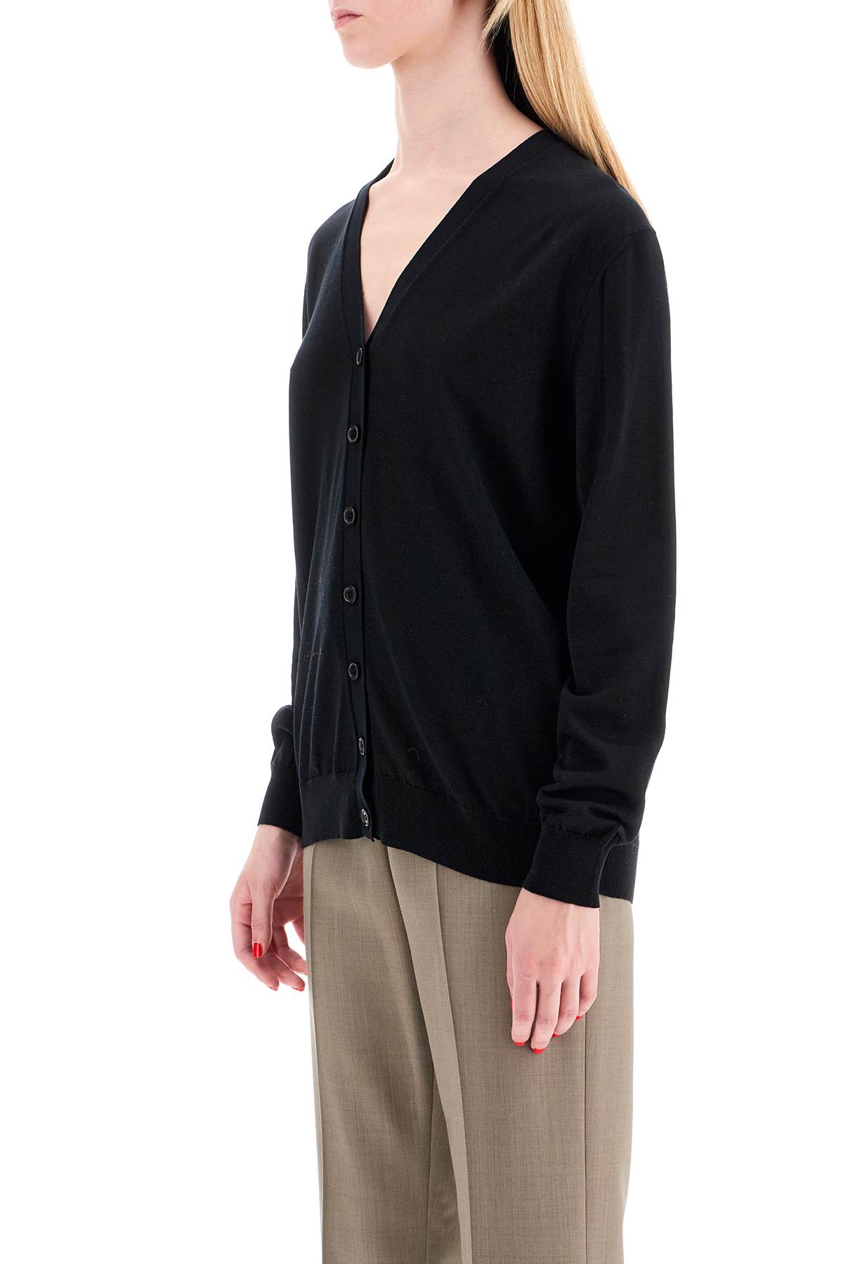 Shop Mrz Lightweight Wool Cardigan In Nero (black)