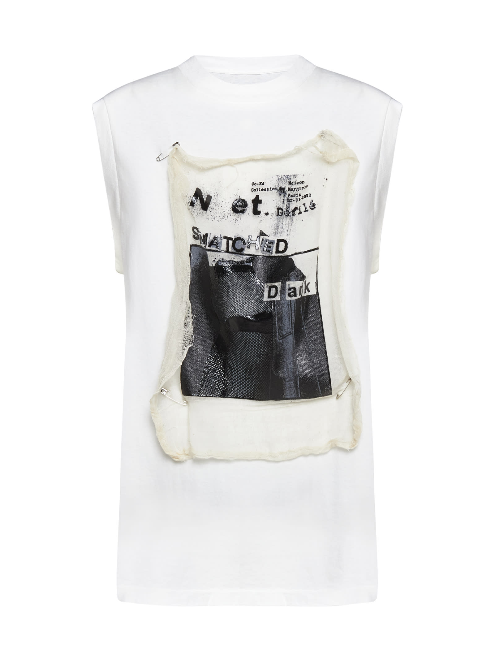 Shop Maison Margiela T-shirt In White/black Print