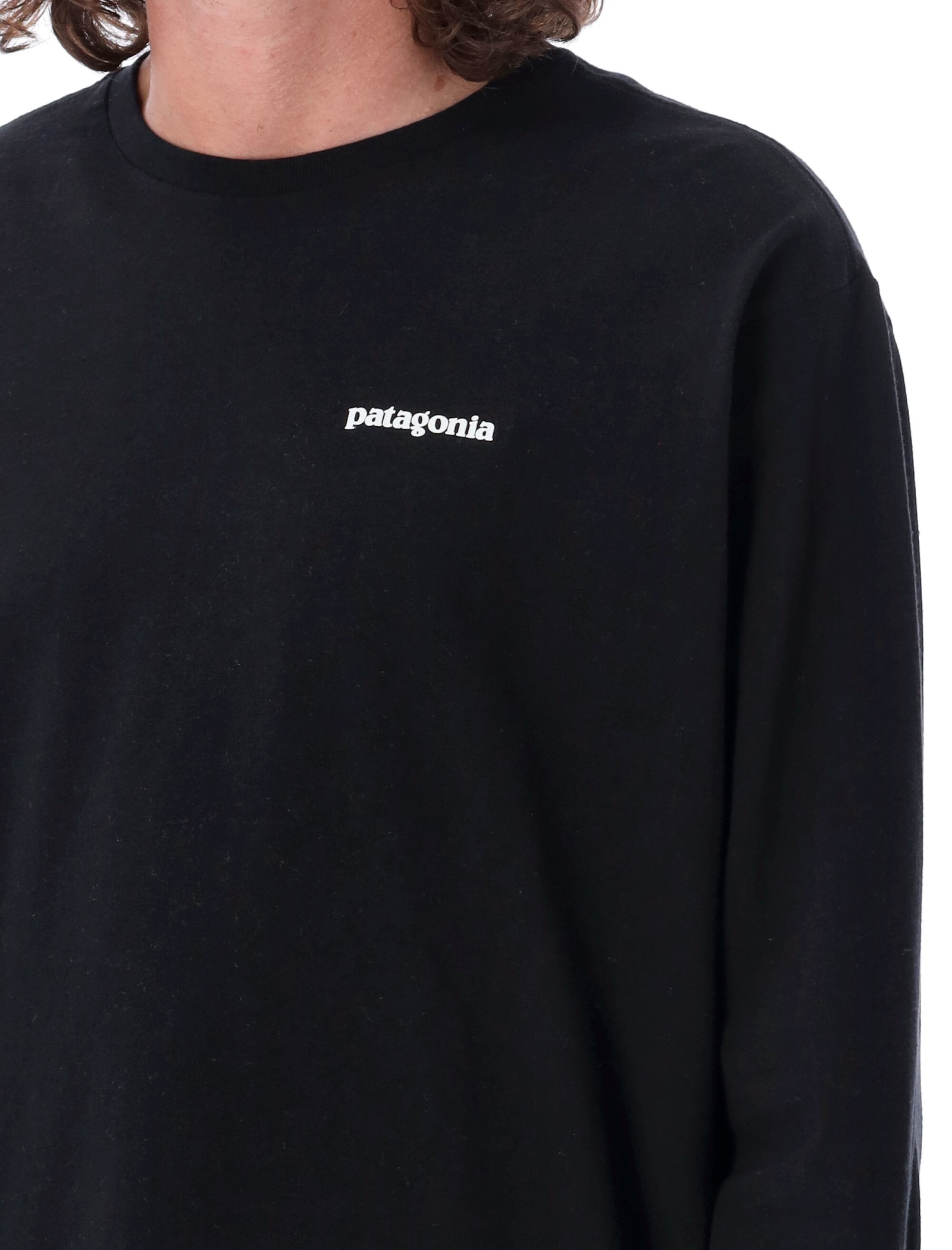 Shop Patagonia Long-sleeved P-6 Logo Responsibili-tee® In Black