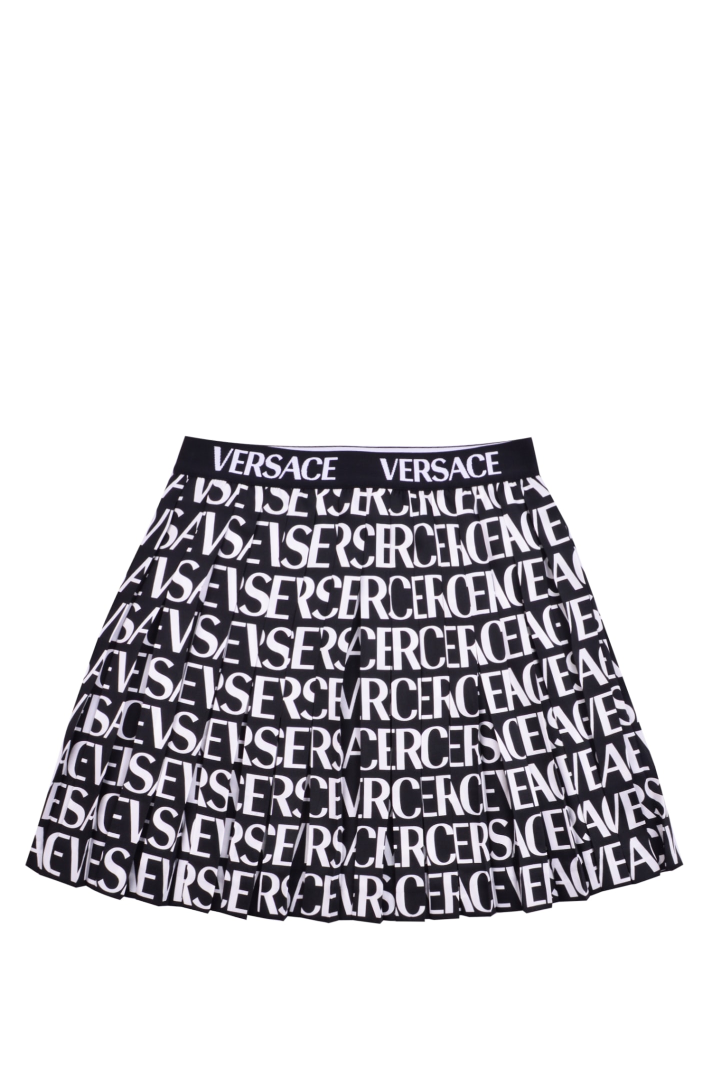 VERSACE PLEATED SKIRT WITH LOGO