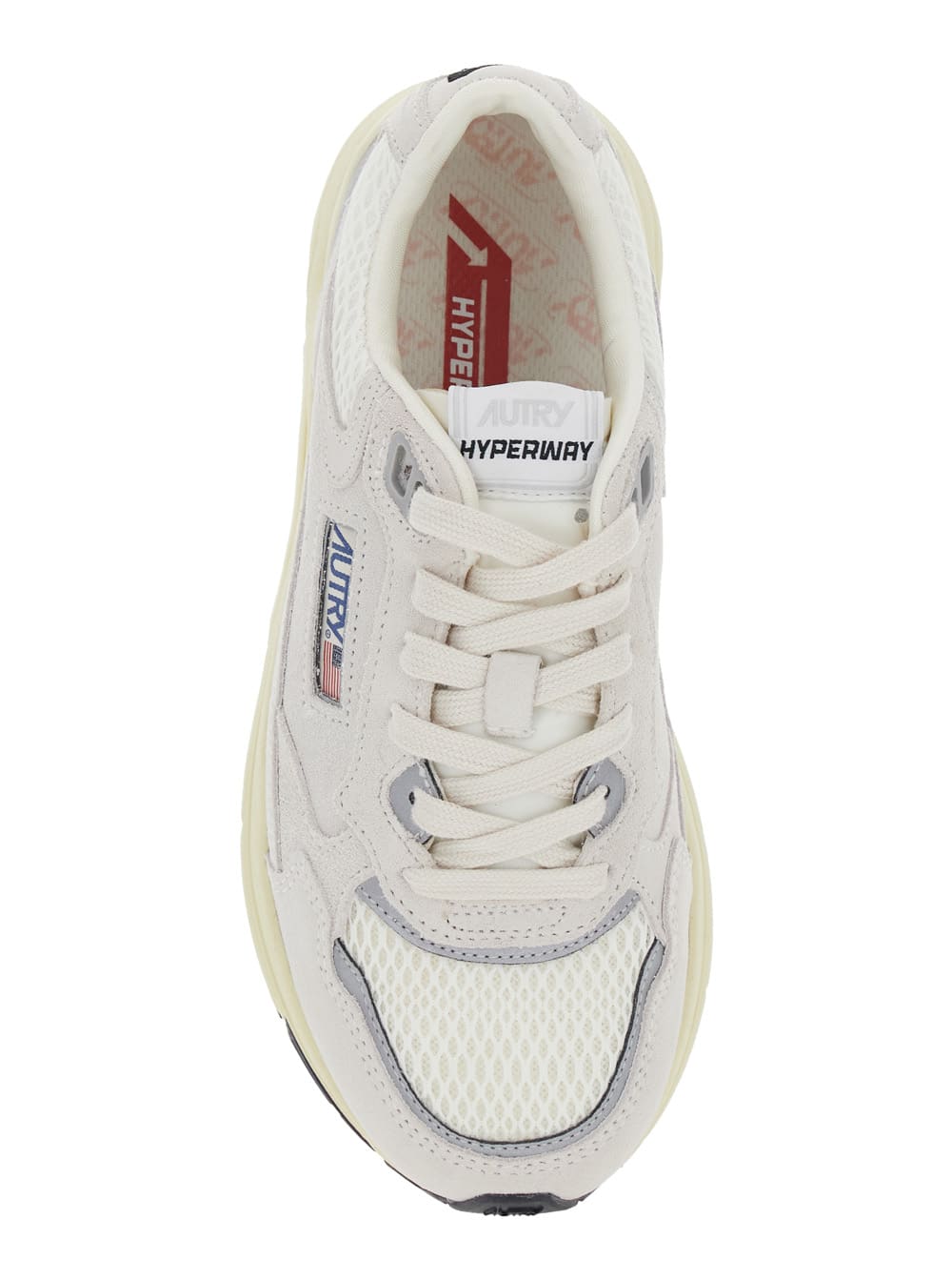 Autry Hyperway White Low Top Sneakers With Logo Patch On Side And Tongue In Suede And Mesh Woman In Neutral