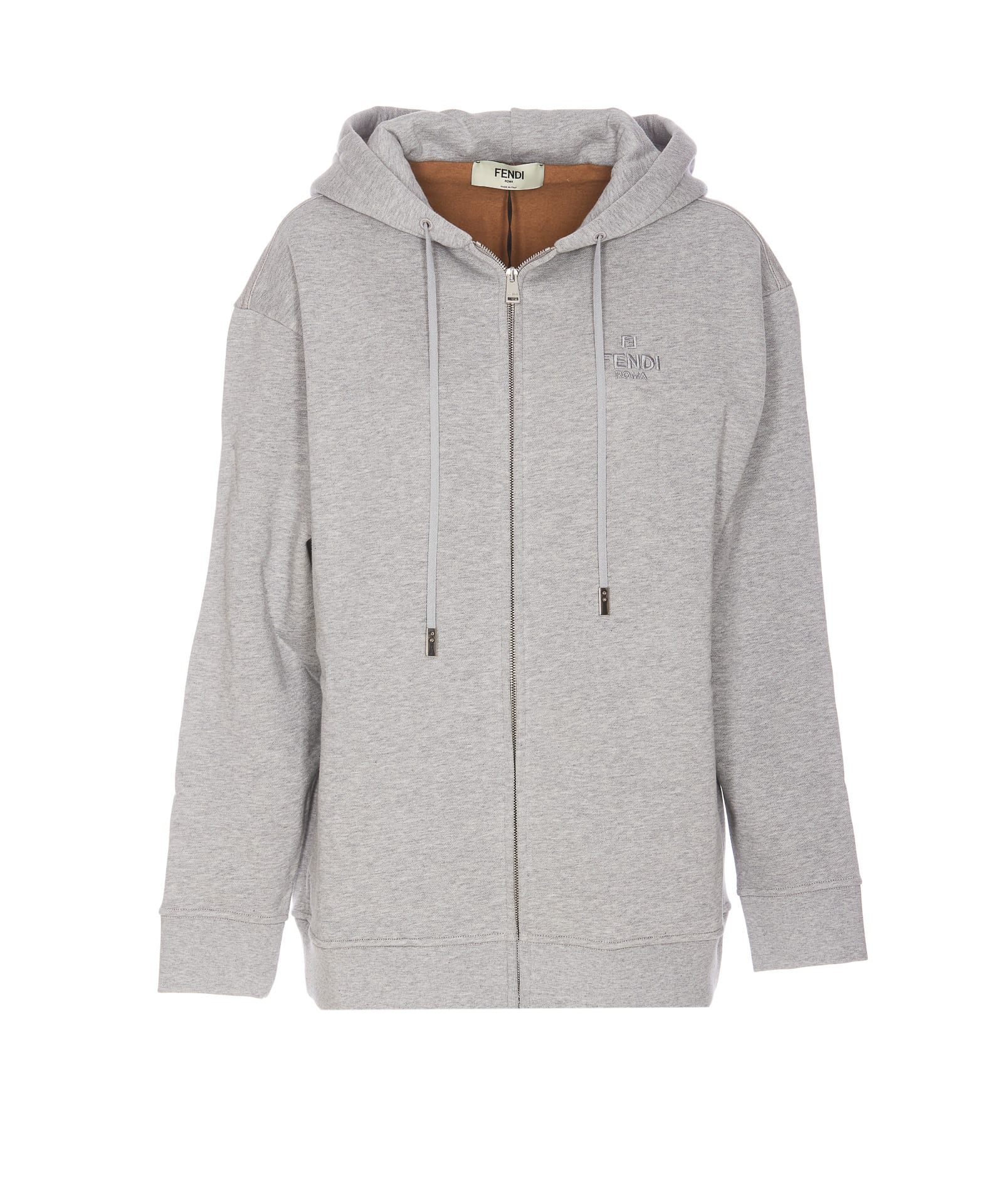 Shop Fendi Roma Hoodie In Grey