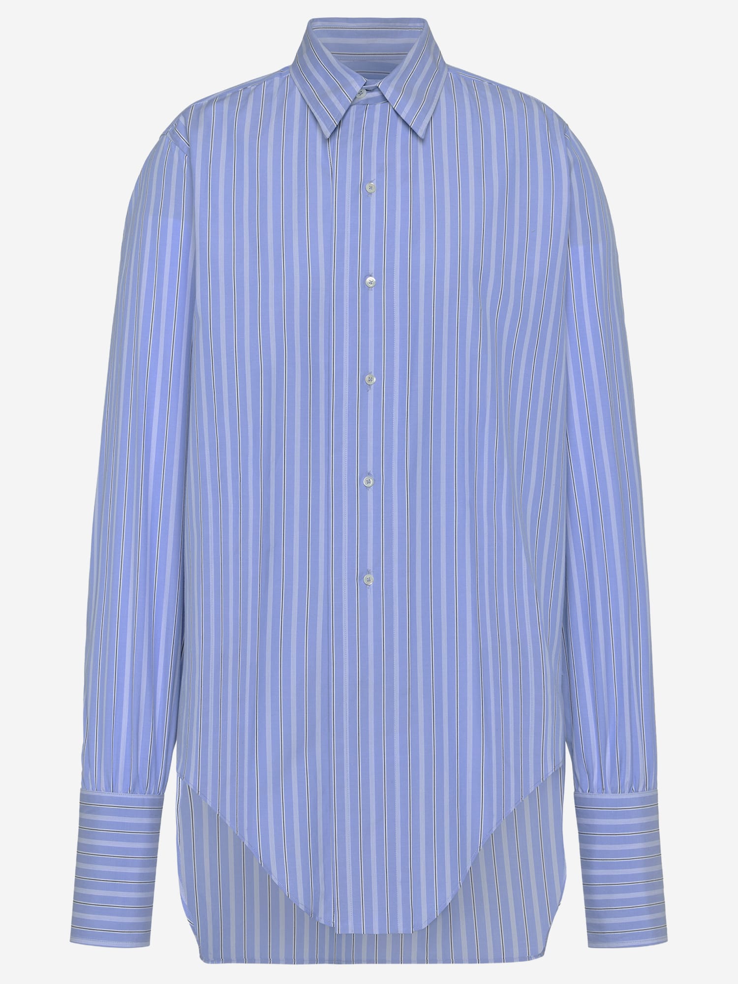 Maison Margiela Striped Cotton-poplin Shirt In Blue