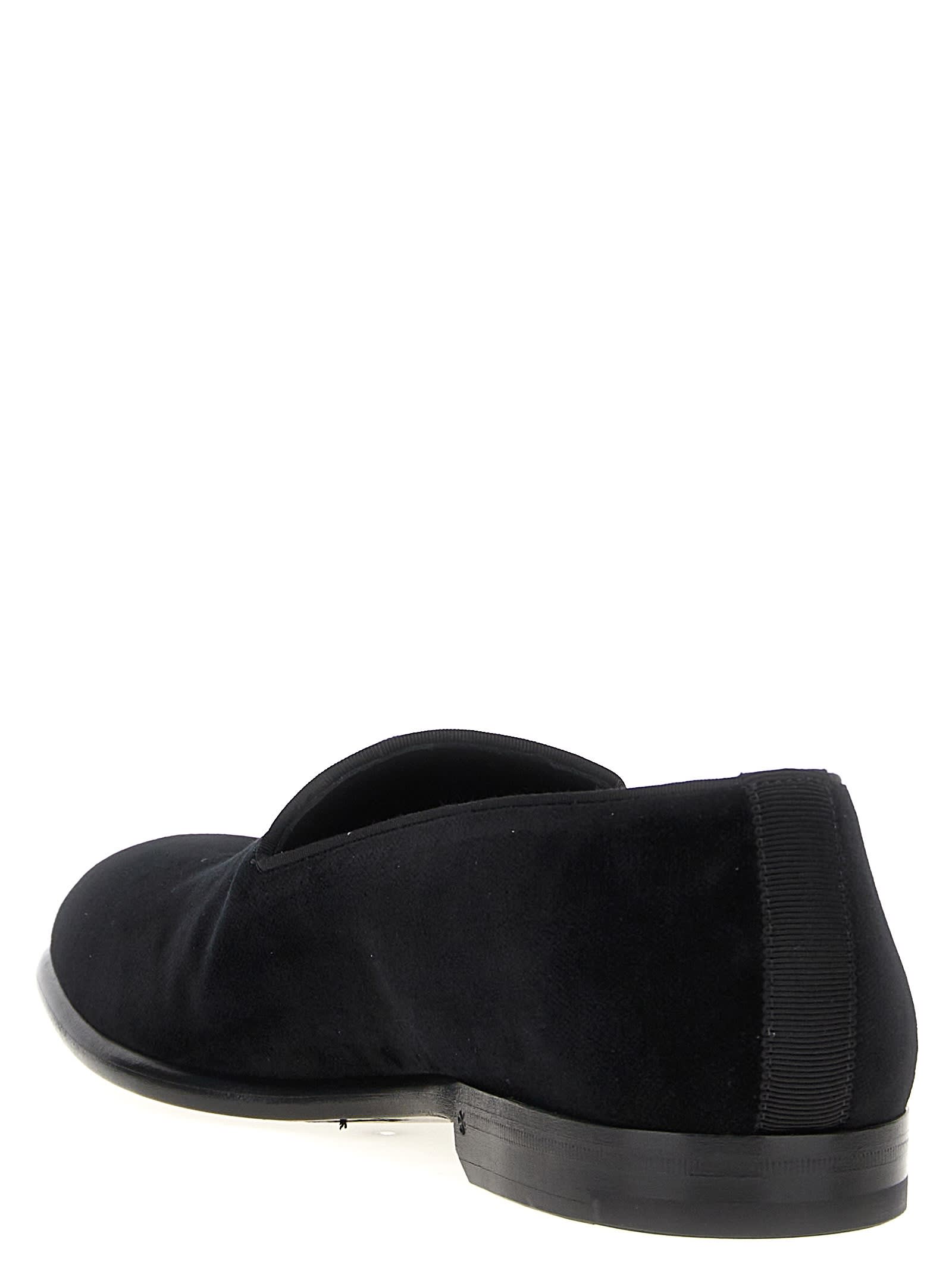 Shop Dolce & Gabbana Velvet Slipper In Black