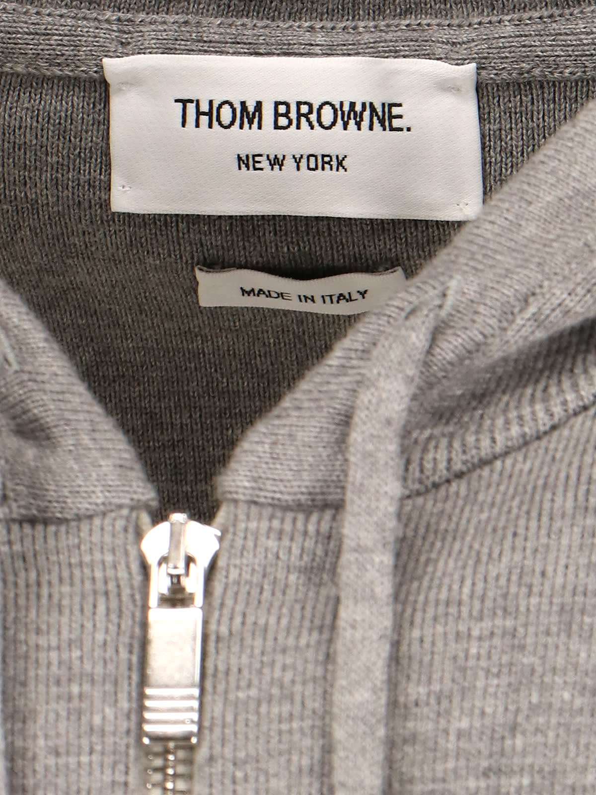 Shop Thom Browne Tricolor Detail Zip Hoodie In Gray