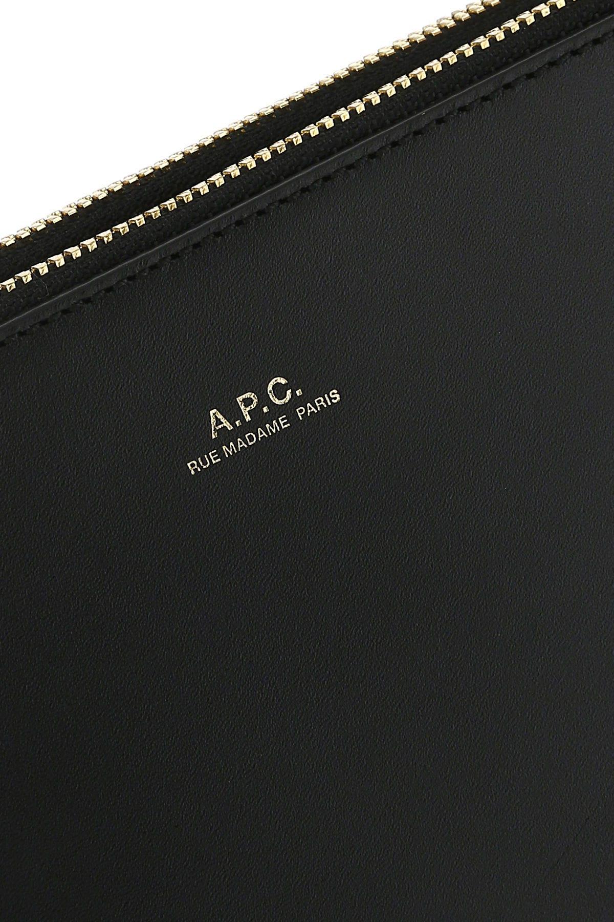 Shop Apc Black Leather Crossbody Bag