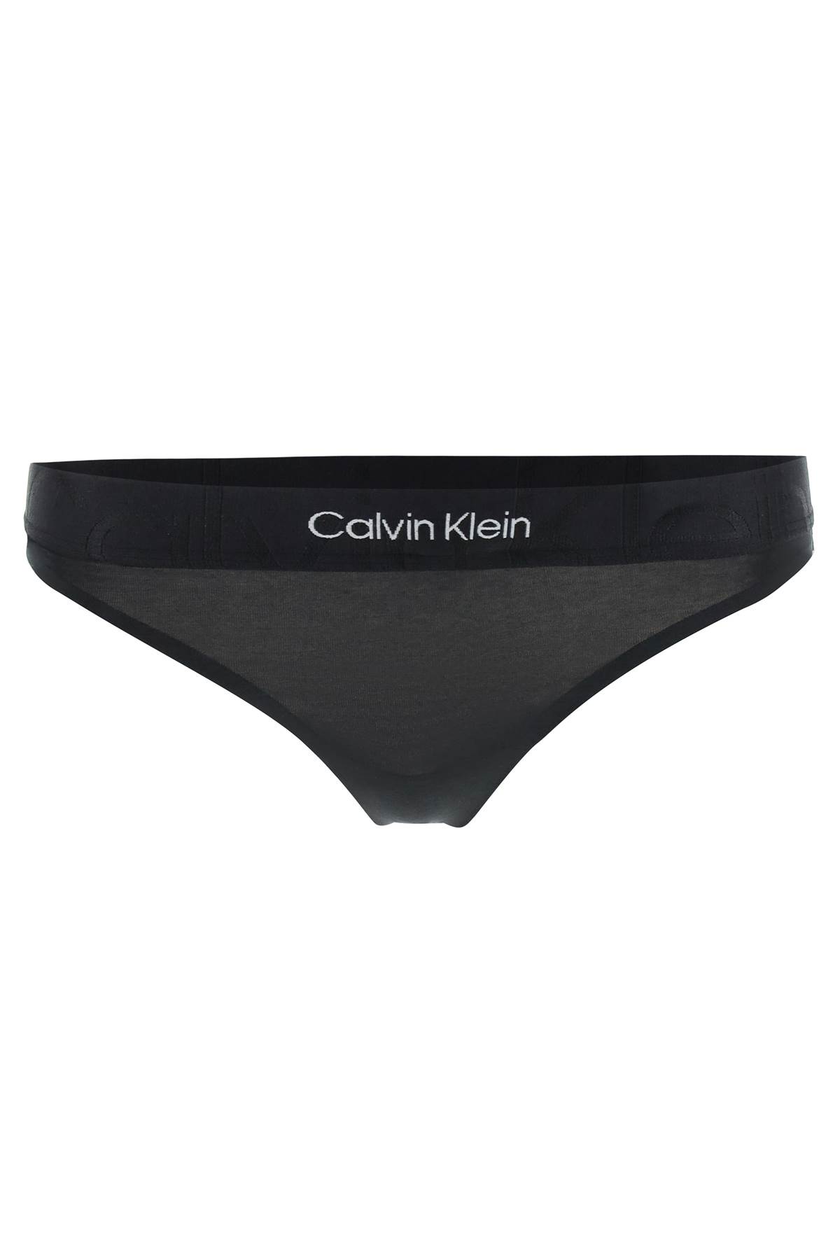 Calvin Klein Embossed Icon Thong In Black (black)