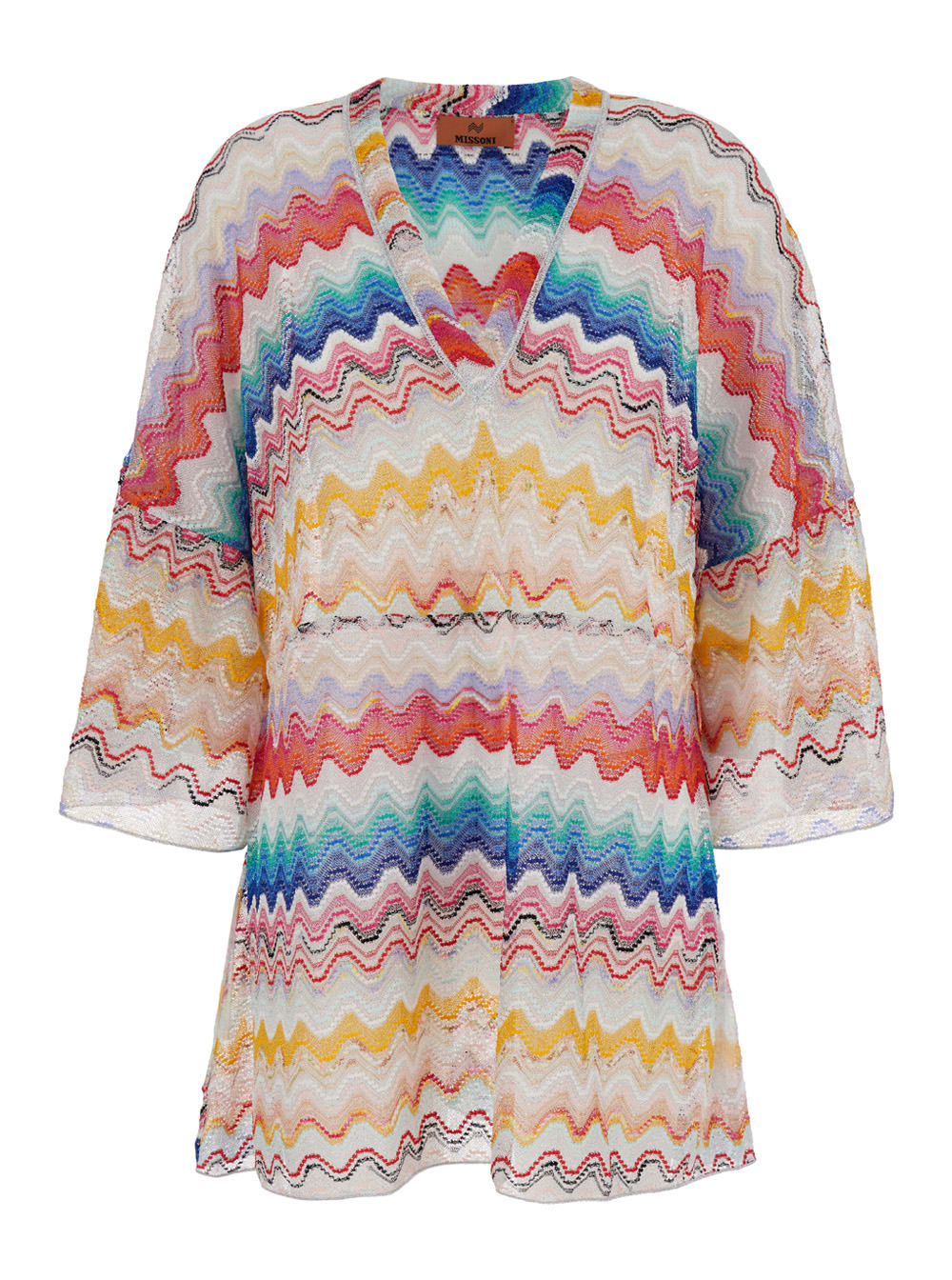 Shop Missoni Multicolor Mini-dress With Signature Zig-zag Pattern In Viscose Woman