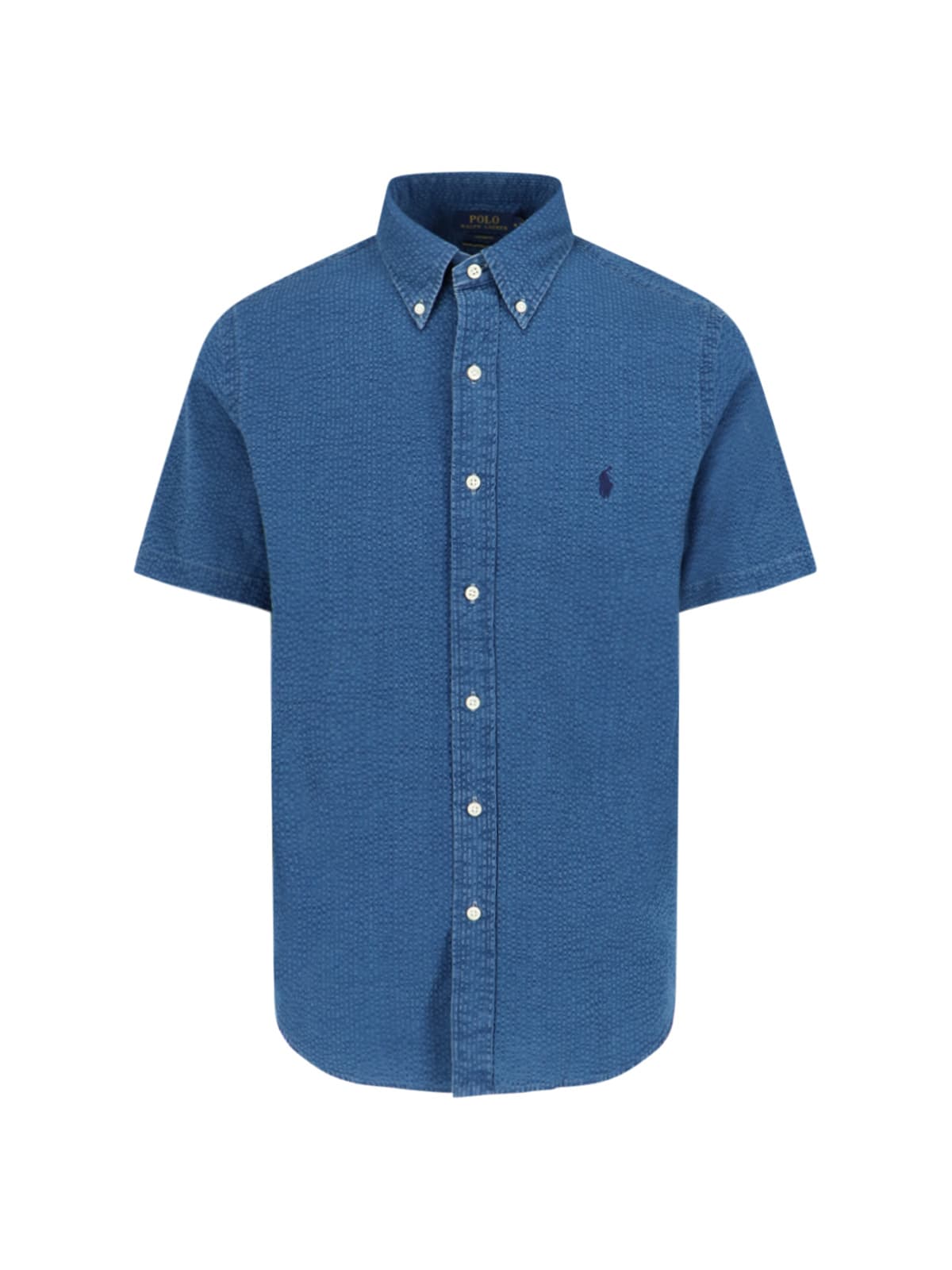 Shop Polo Ralph Lauren Seersucker Shirt In Blue