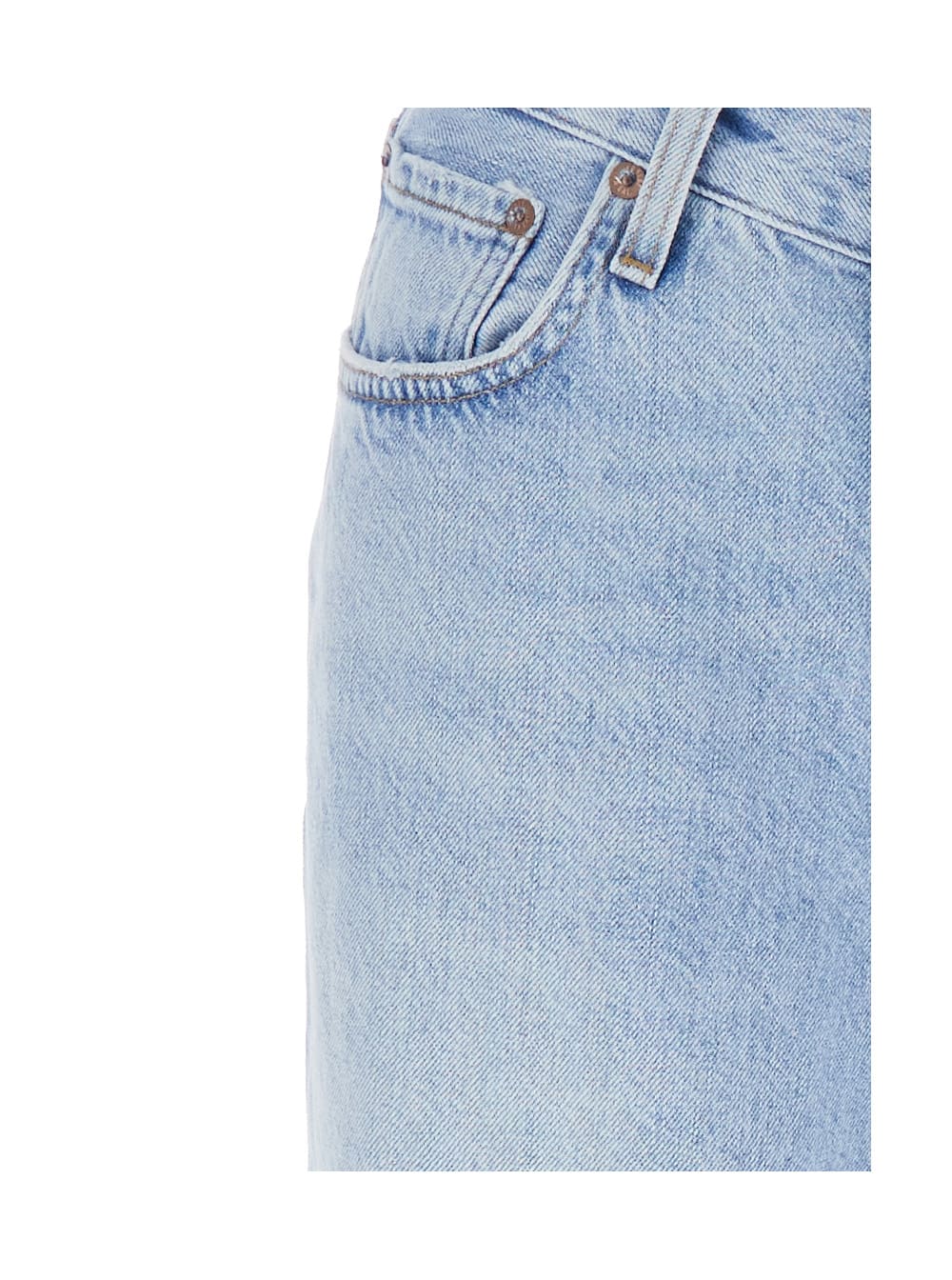 AGOLDE BLUE JEANS WITH WIDE LEG AND LOGO PATCH ON THE REAR IN DENIM WOMAN 