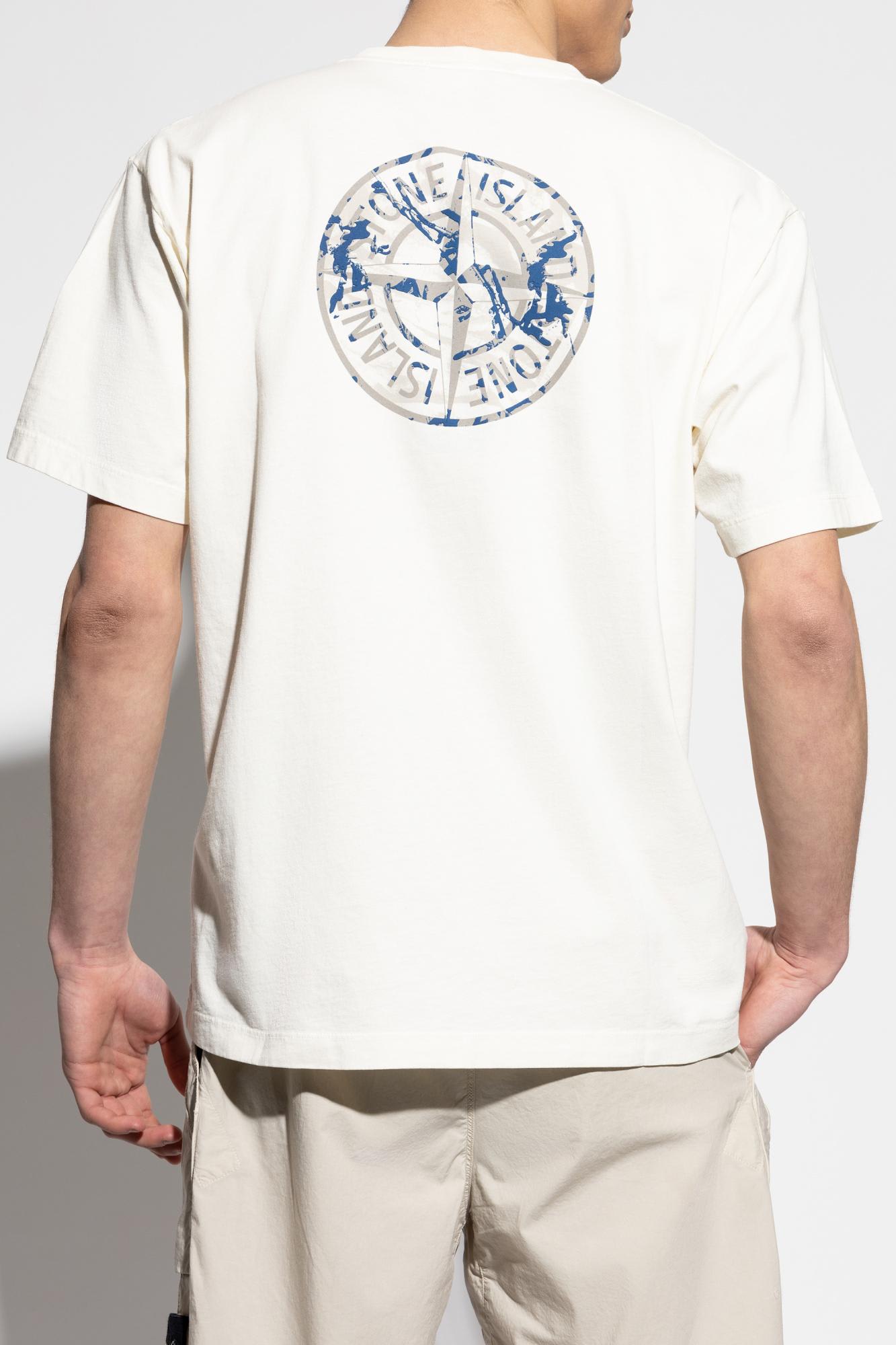Shop Stone Island T-shirt With Printed Logo In White