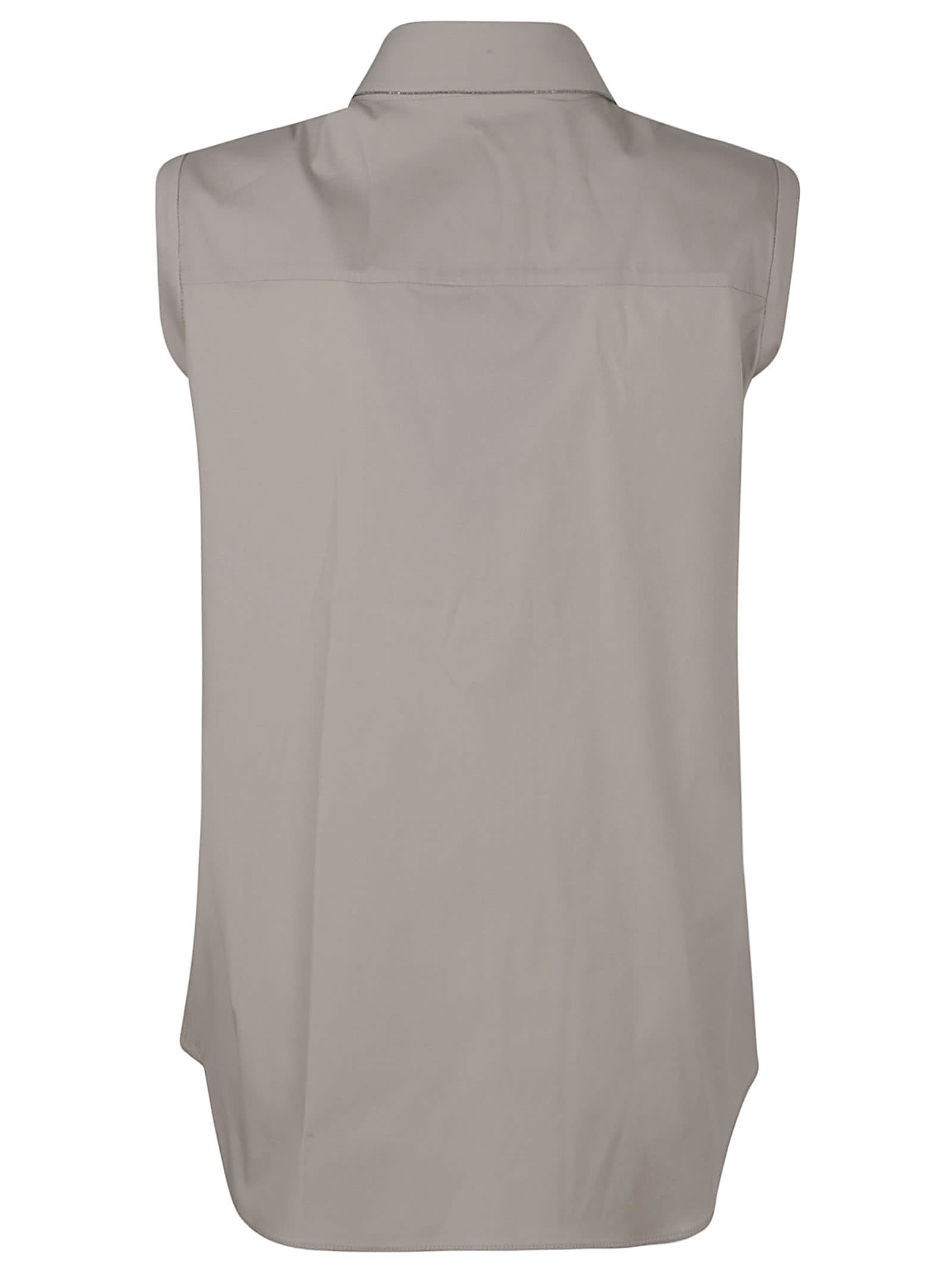 Brunello Cucinelli Stretch Cotton Poplin Shirt In Stony Ground
