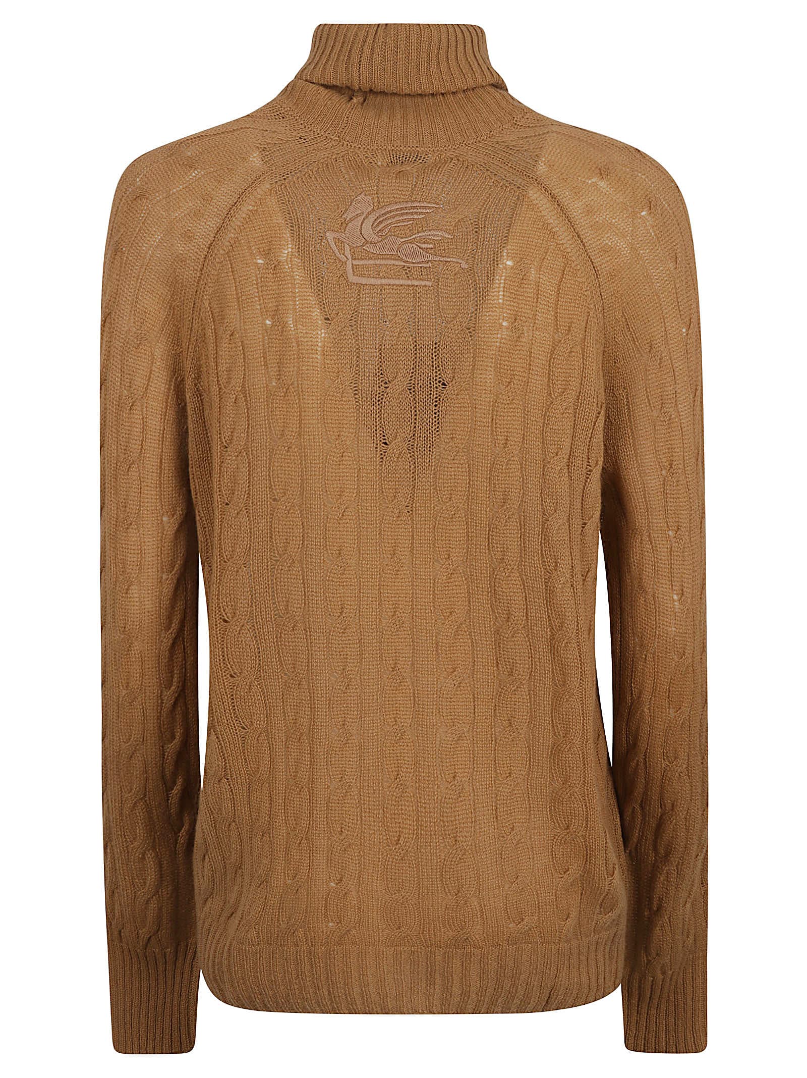 Shop Etro Turtleneck Cable-knit Sweater In Beige