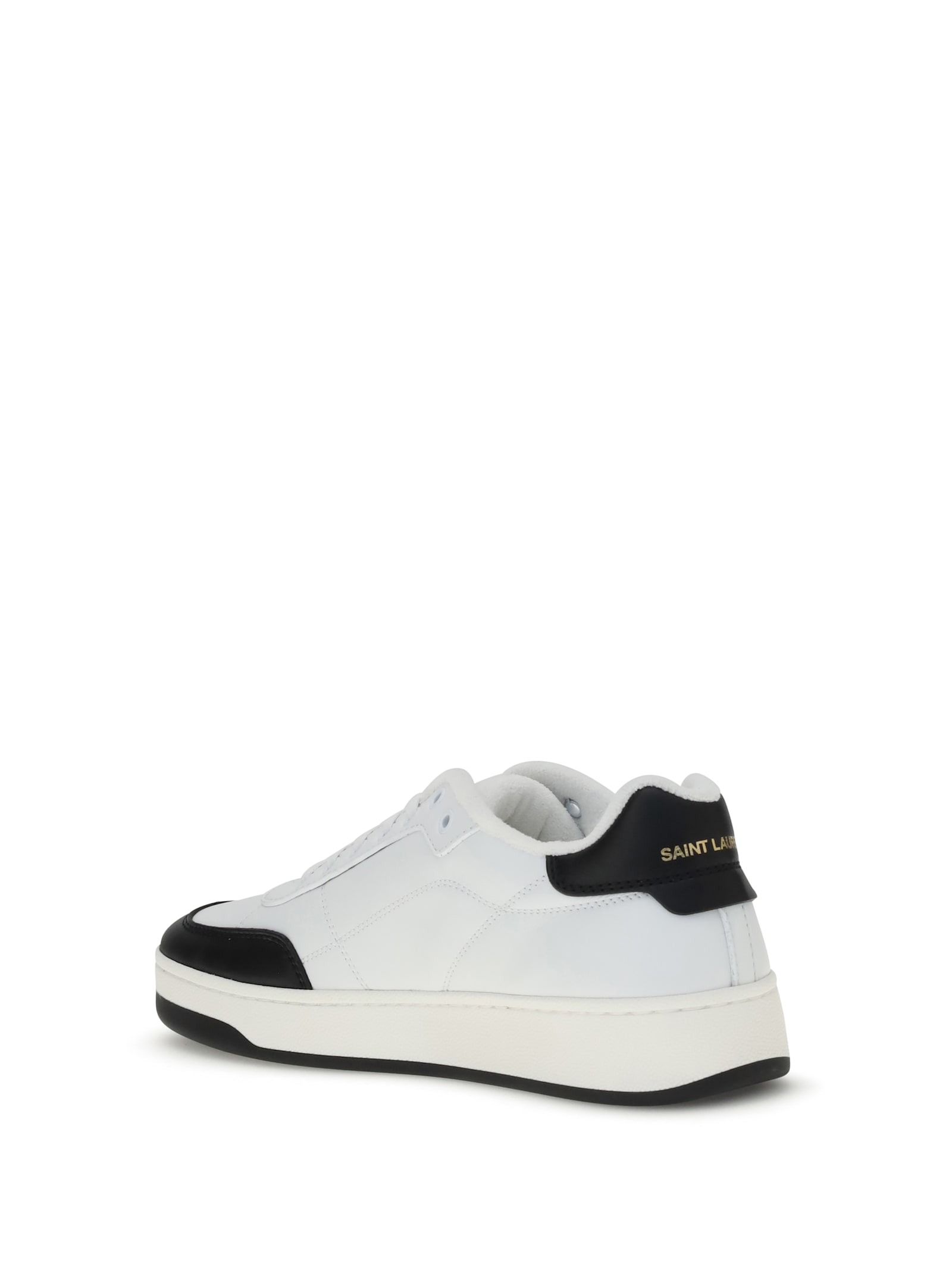 Saint Laurent White And Black Leather Sneakers In Multi