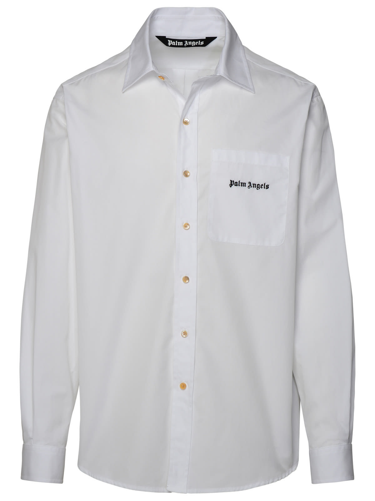 Shop Palm Angels White Cotton Shirt In Nero/bianco