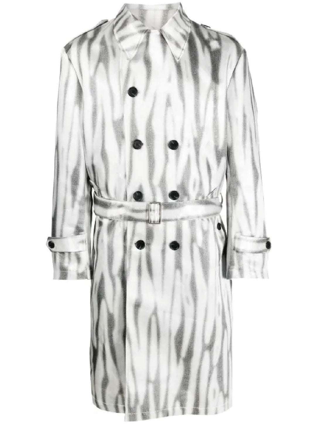 John Richmond Double Breasted Trench With Allover Pattern In Fantasia
