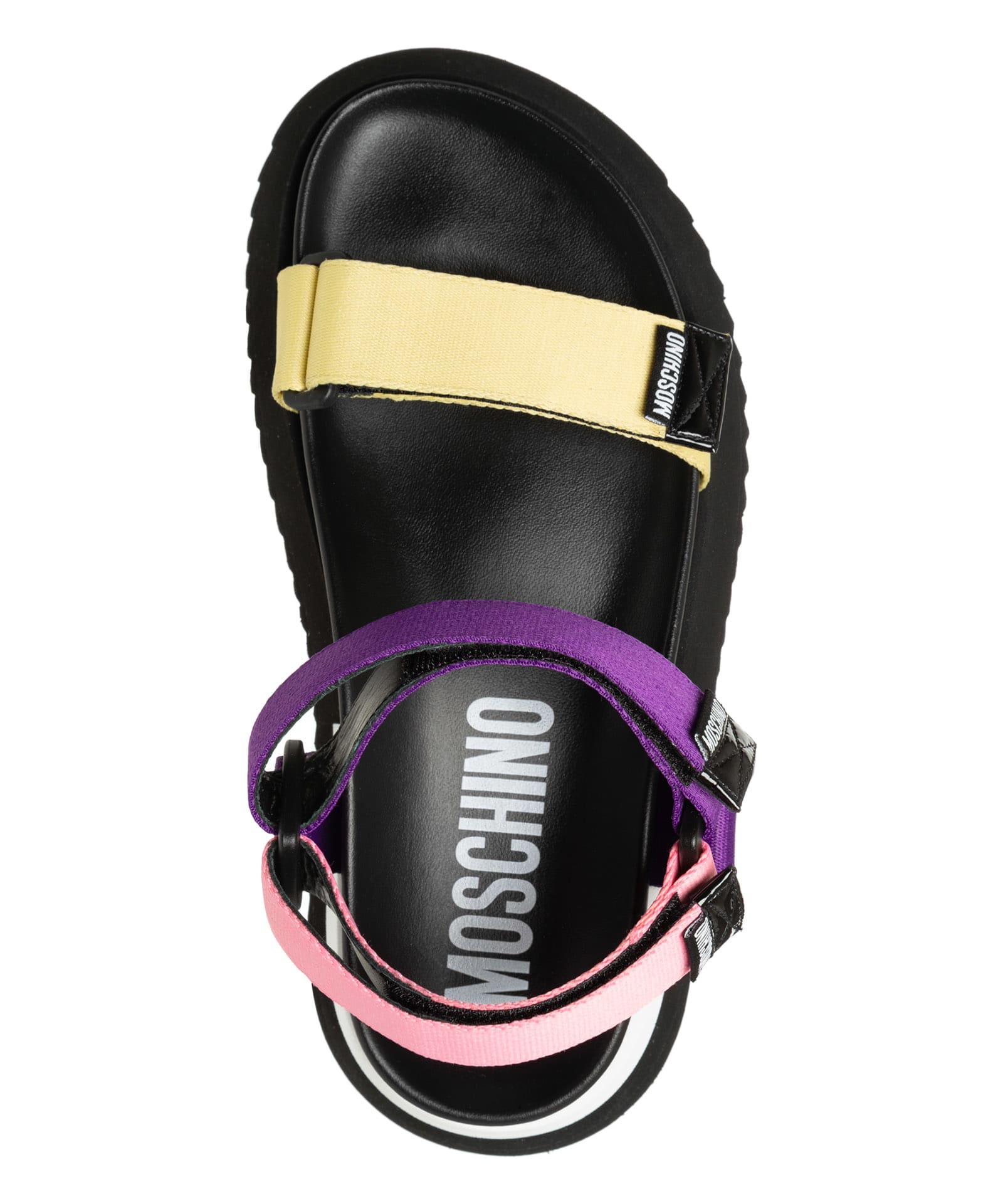 Shop Moschino Leather Sandals In A Rosa Rosso