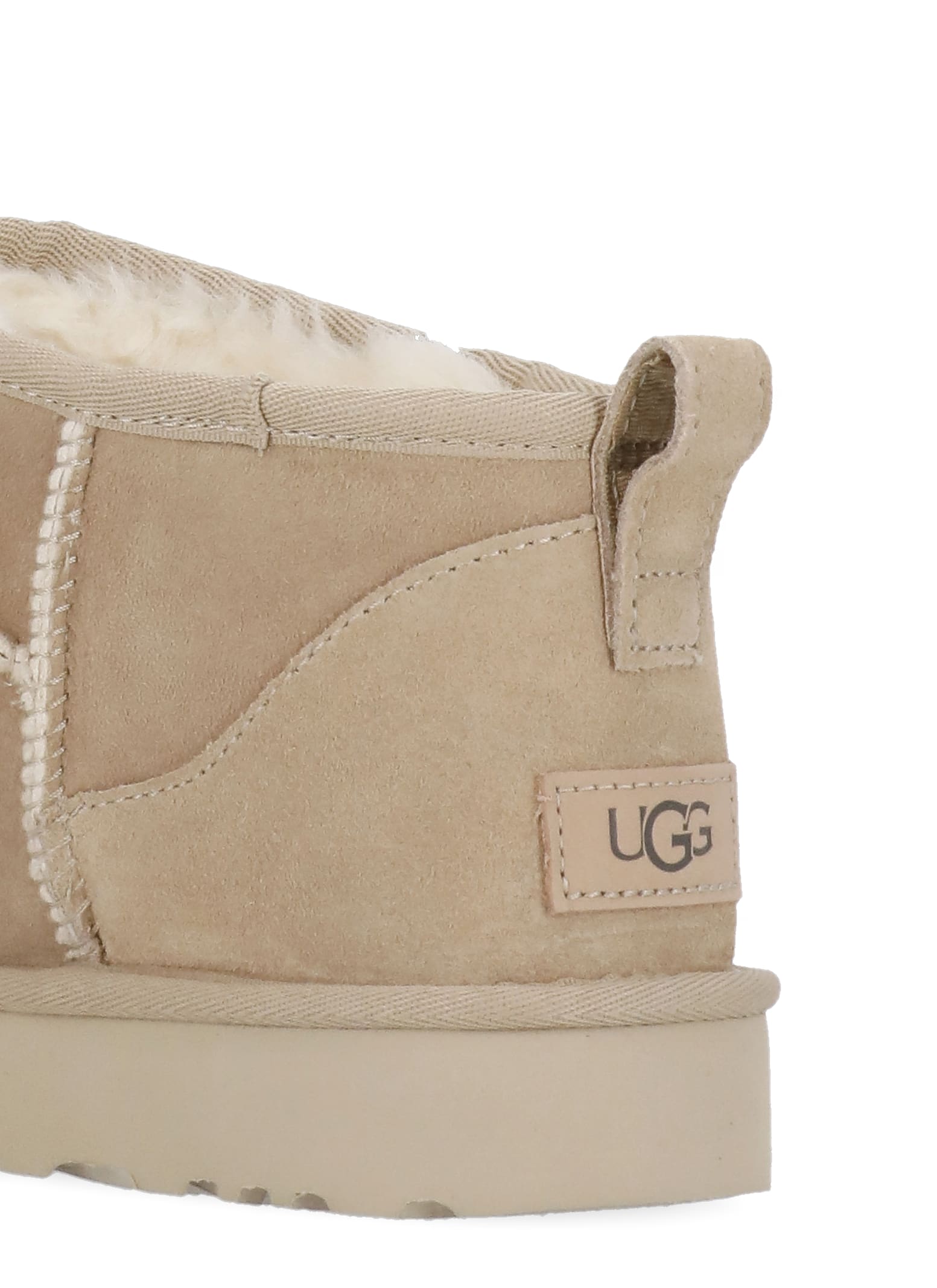 Shop Ugg Classic Ultra Mini Ankle Boots In Beige