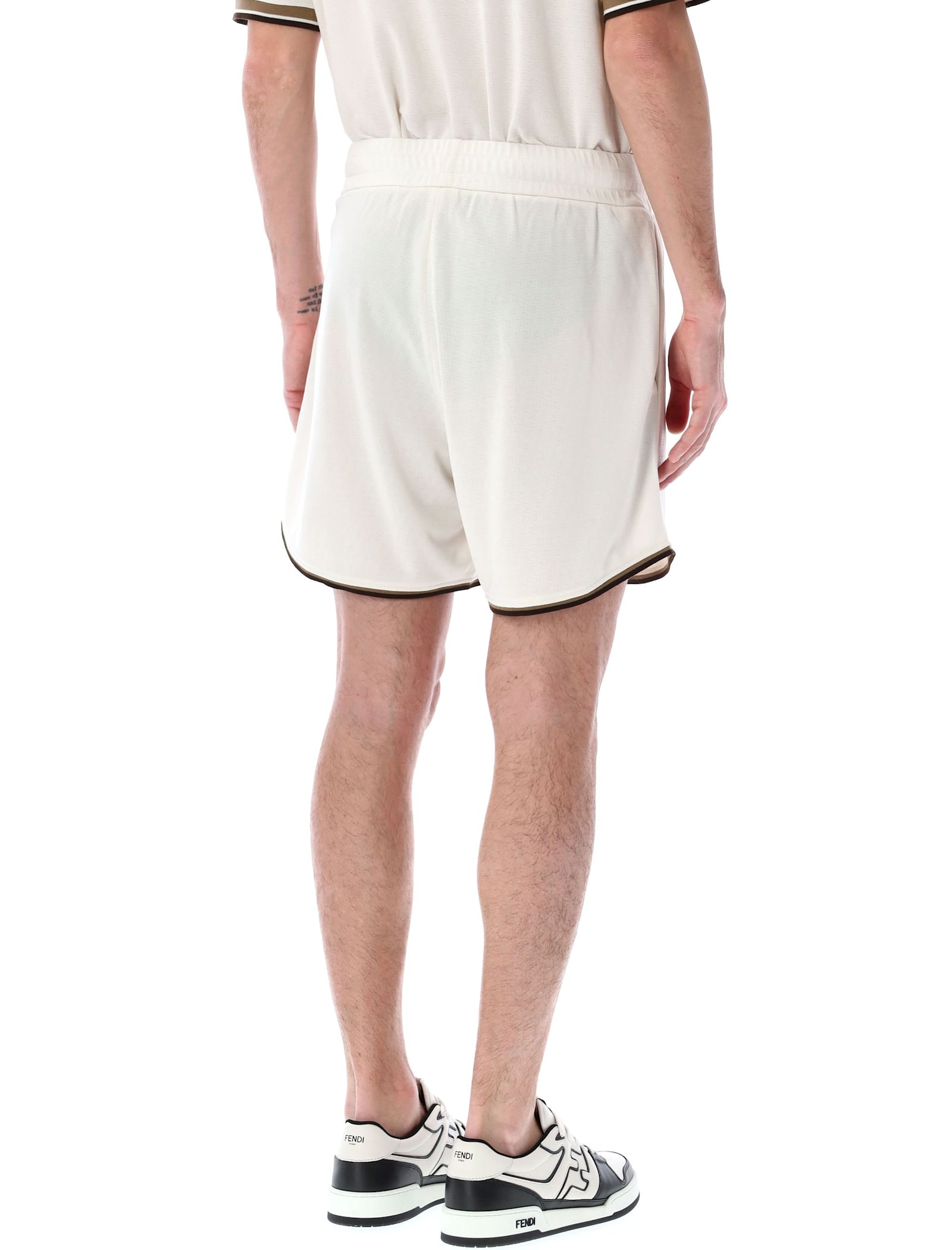 Fendi Football Bermuda Contrast Trim In White