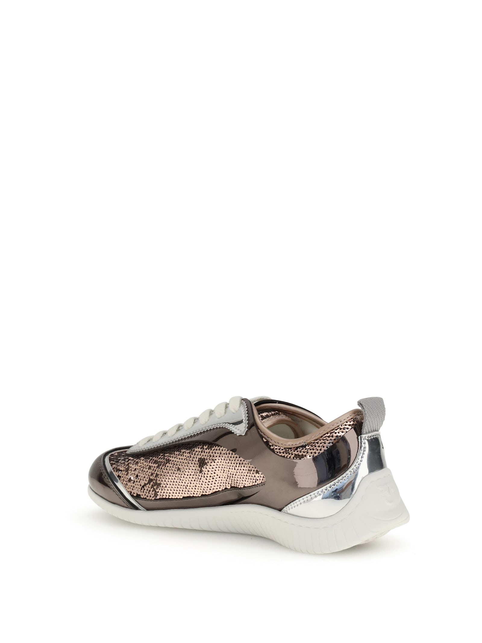 Pinko Reby 10 Mirror Fabric Sneakers With Sequins In Pink