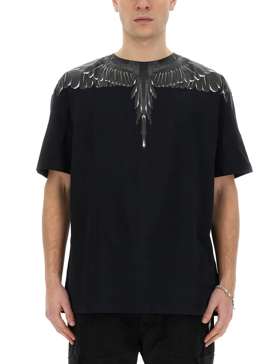 Shop Marcelo Burlon County Of Milan T-shirt With Icon Wings Print In Black