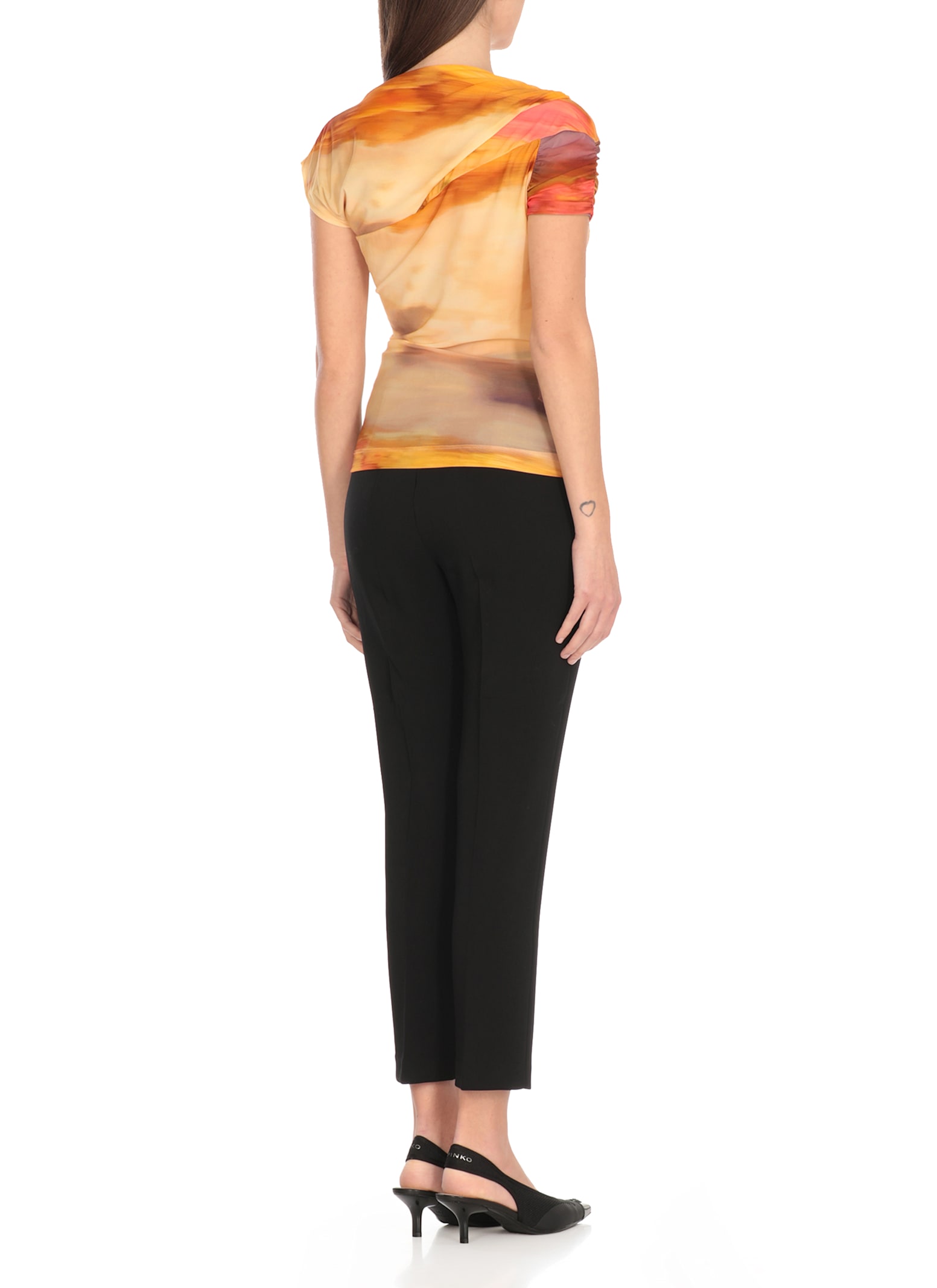 Pinko Asymmetric Crop Top With Landscape Print
