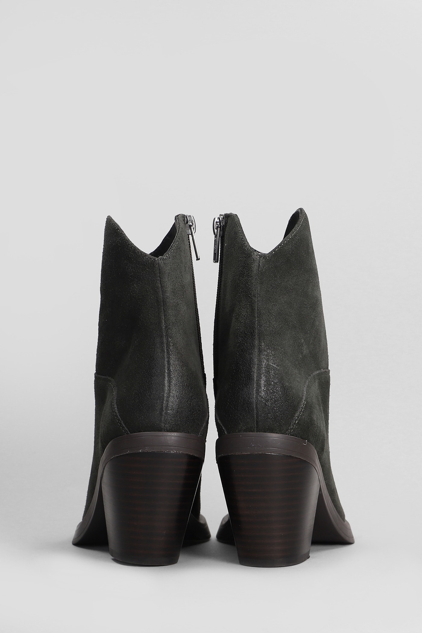 Shop Ash Judy Texan Ankle Boots In Grey Suede