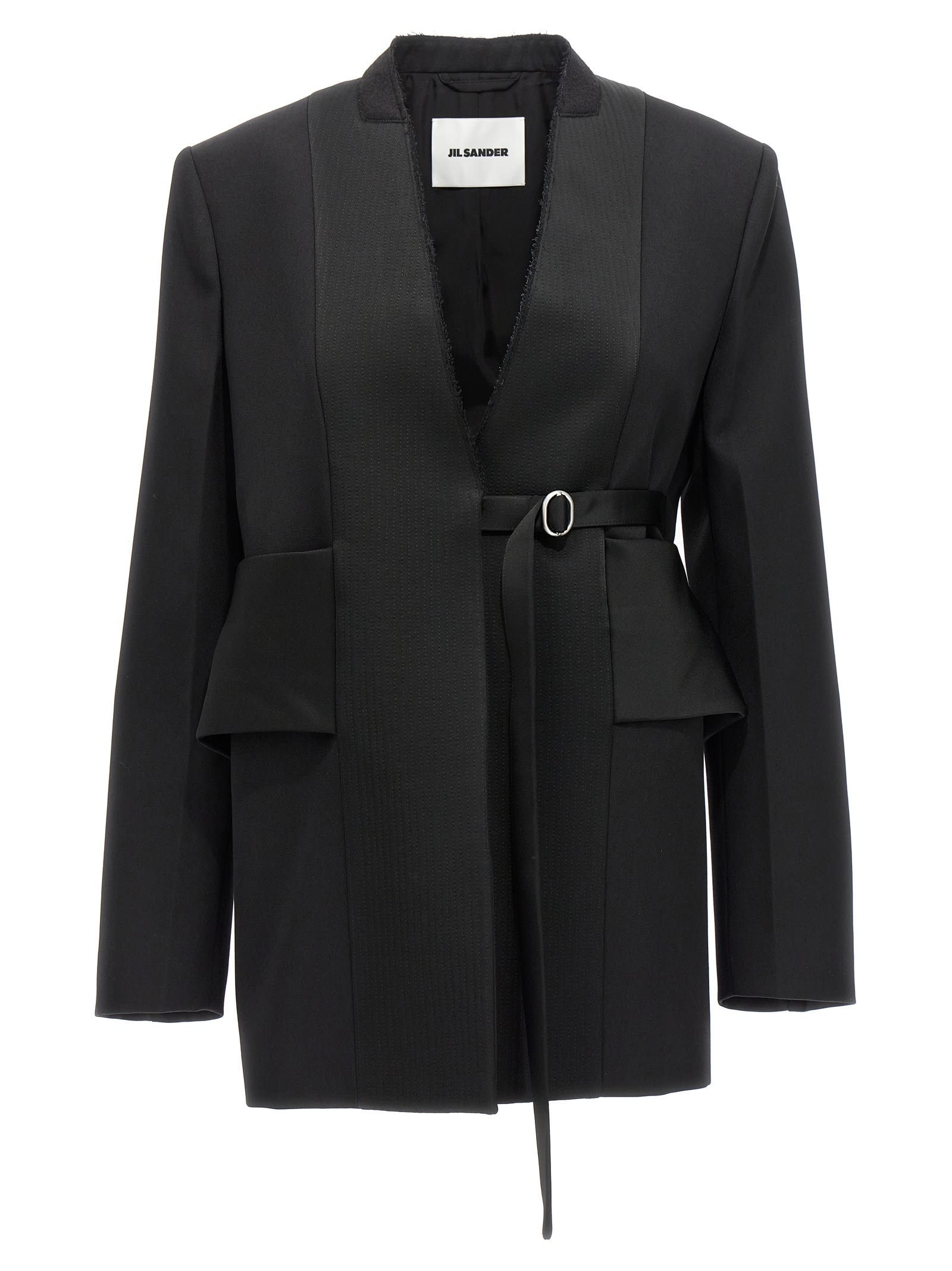 Jil Sander Asymmetric Wool Blazer In Black