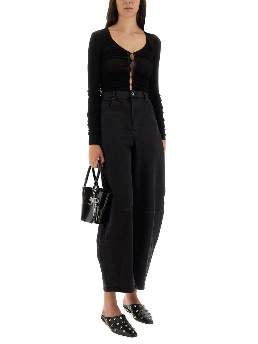 Self-portrait Self Portrait Viscose Knit Top In Black